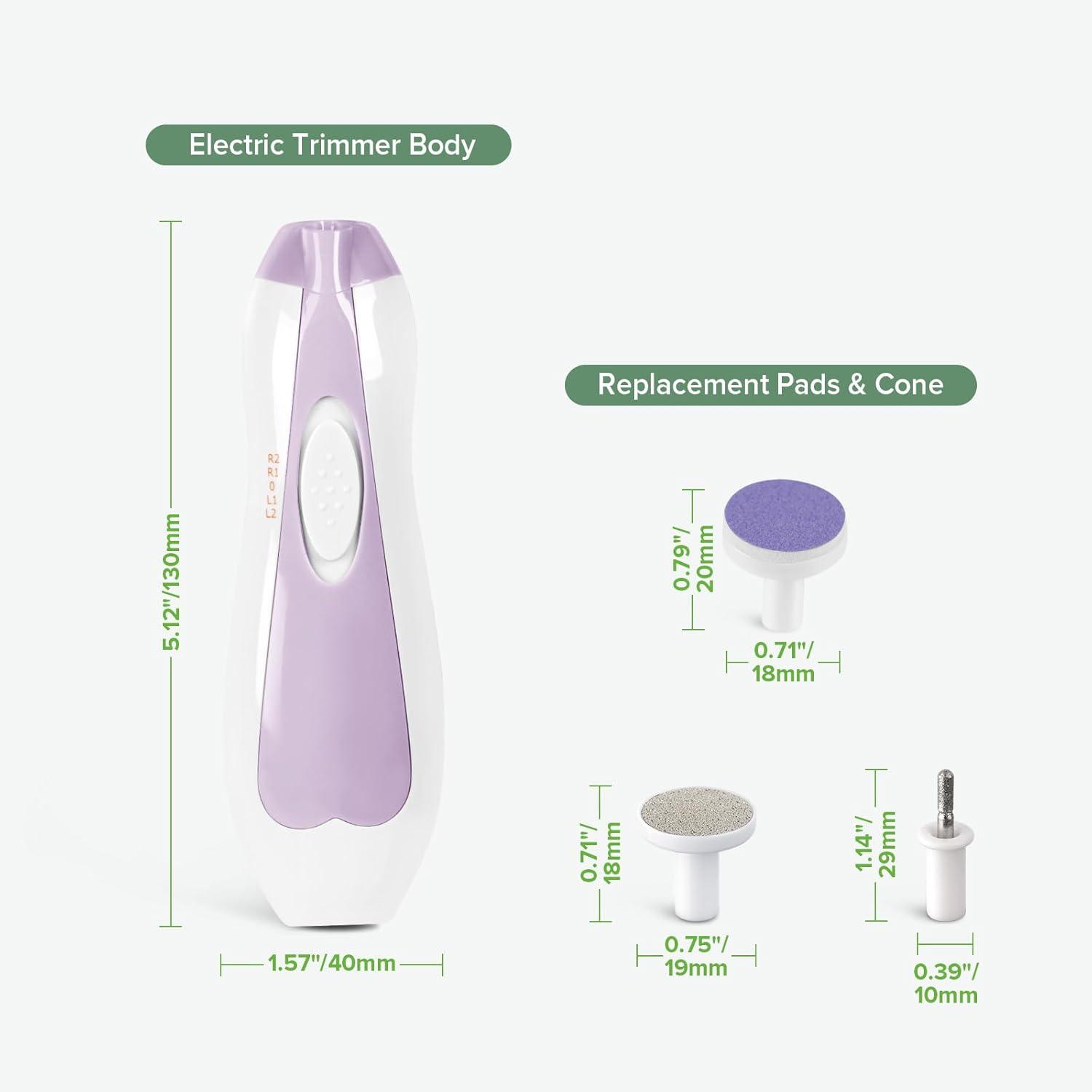 image:imagehaakaa Baby Nail Trimmer Electric Baby Nail Clippers Kit for Newborn Toddler or Adults Fingernails and Toenails Care Baby Nail Care Set amp Extra 4 Replacement Pads ComboLavender