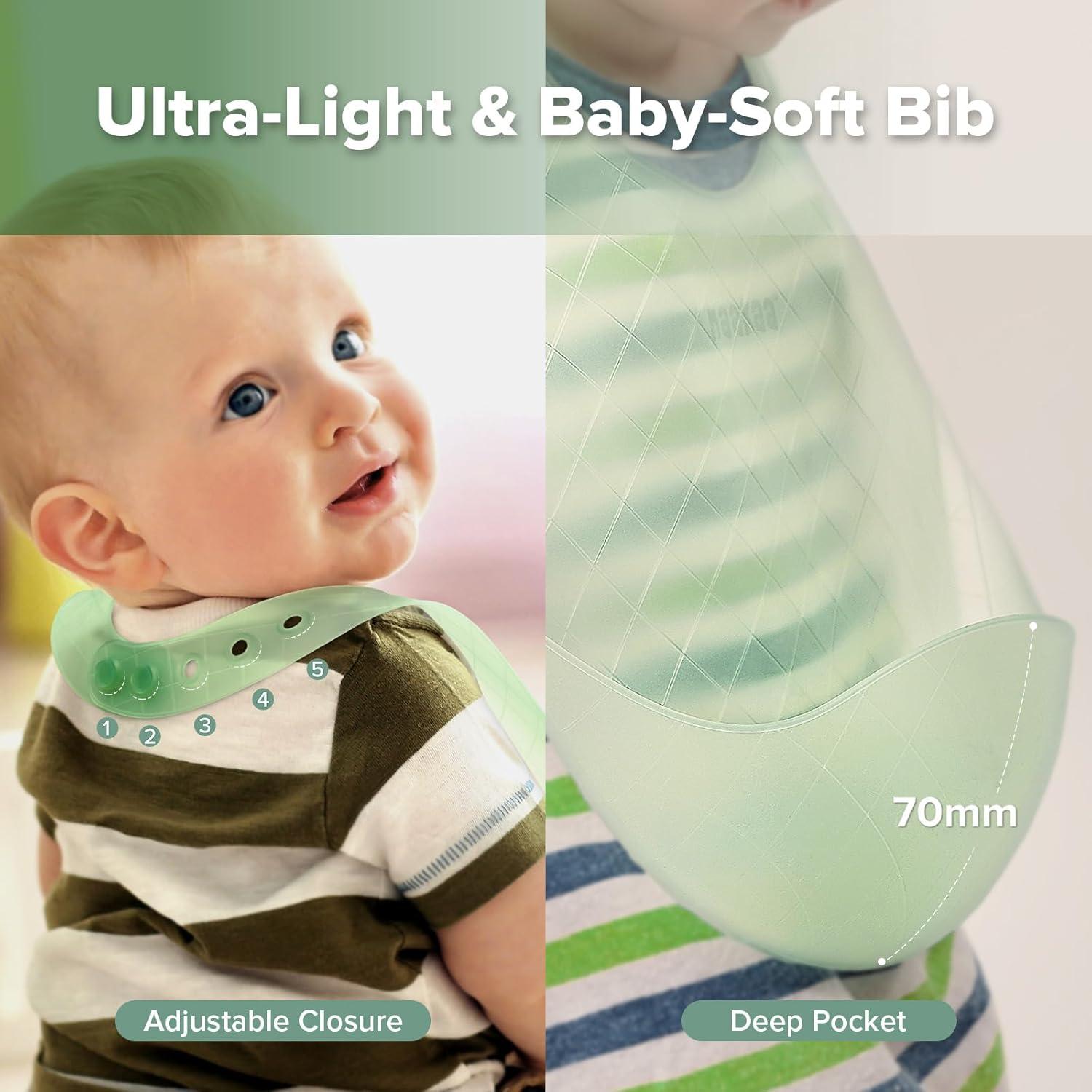image:imagehaakaa Cloud Crew Silicone Travel Baby Feeding Set with Foldable Suction Baby Plate Silicone Bib Baby Spoon and Fork Waterproof Travel Bag 6M