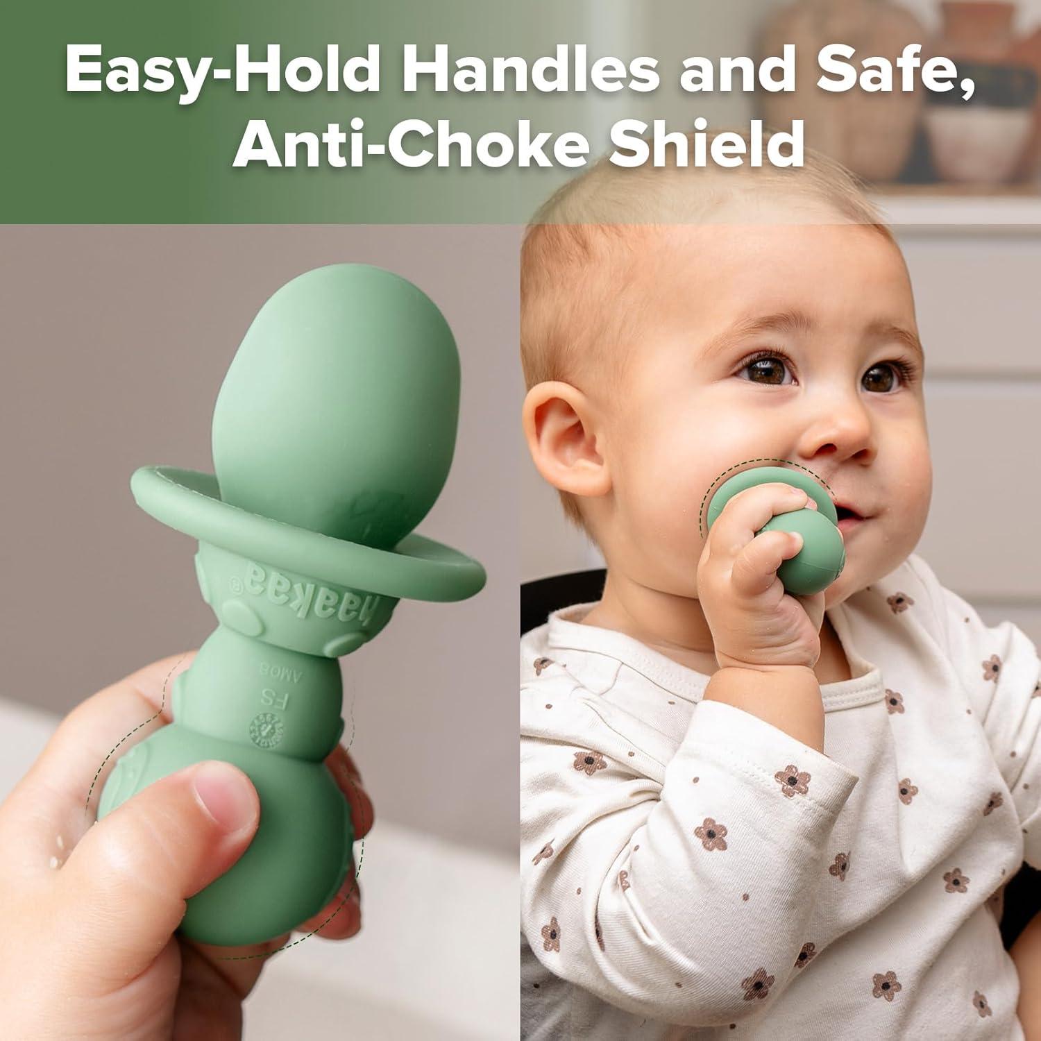 image:imagehaakaa Cloud Crew Silicone Travel Baby Feeding Set with Foldable Suction Baby Plate Silicone Bib Baby Spoon and Fork Waterproof Travel Bag 6M