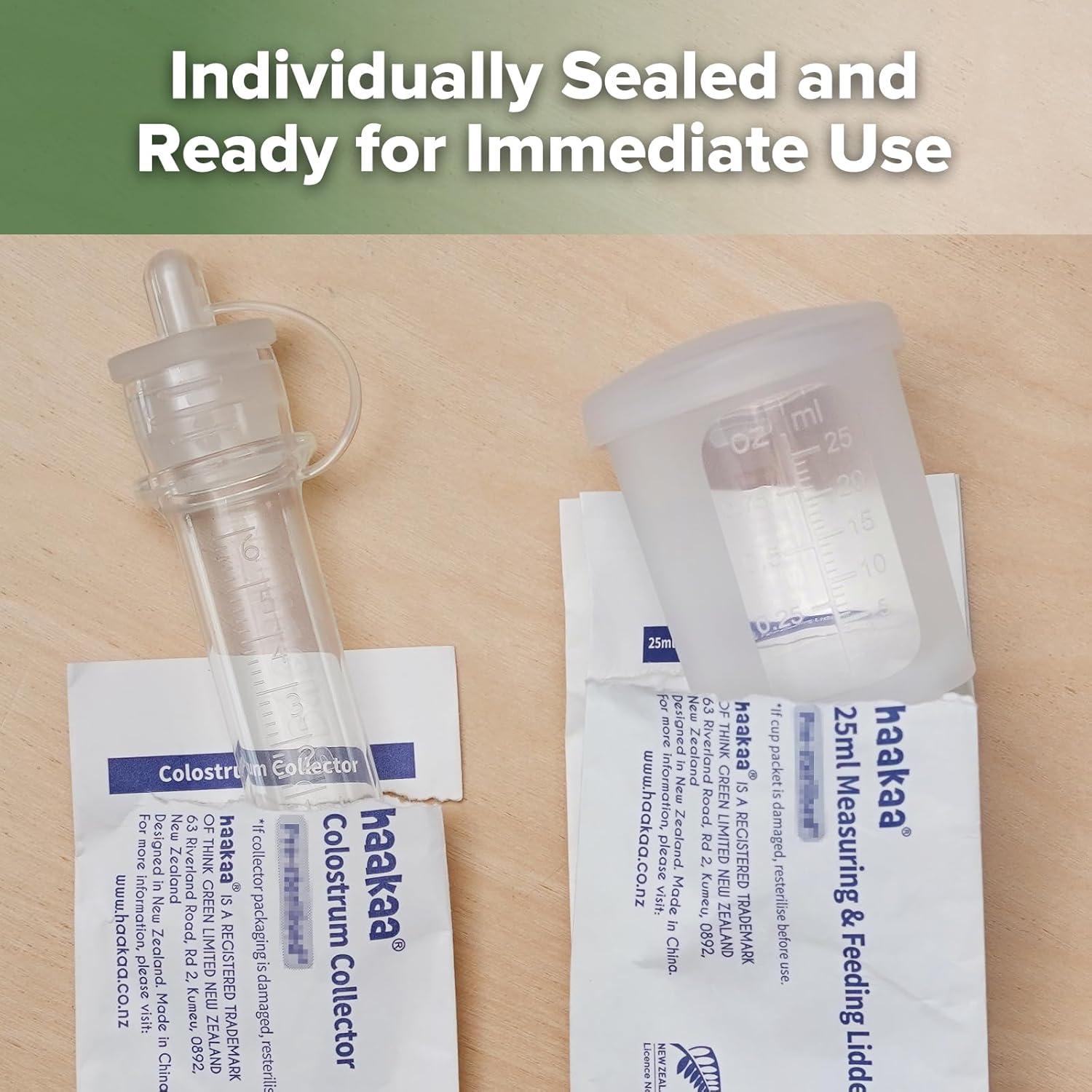 image:imagehaakaa Colostrum Collector Syringes for Breastmilk Collector for Breastfeeding Moms to Collect Store and Feed Colostrum 01oz4ml 2pcs6 Count Pack of 16ml Feeding Cup