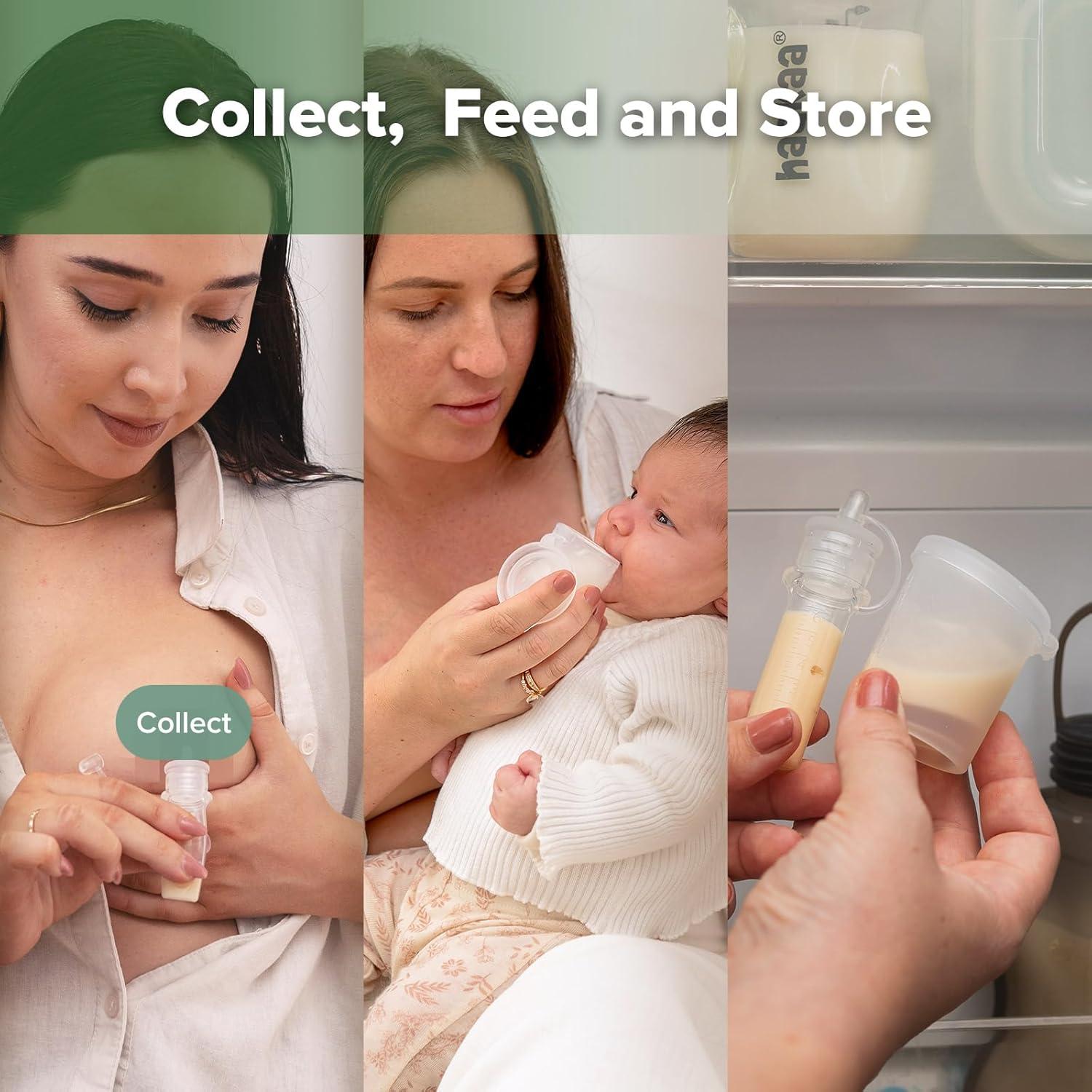 image:imagehaakaa Colostrum Collector Syringes for Breastmilk Collector for Breastfeeding Moms to Collect Store and Feed Colostrum 01oz4ml 2pcs6 Count Pack of 16ml Feeding Cup