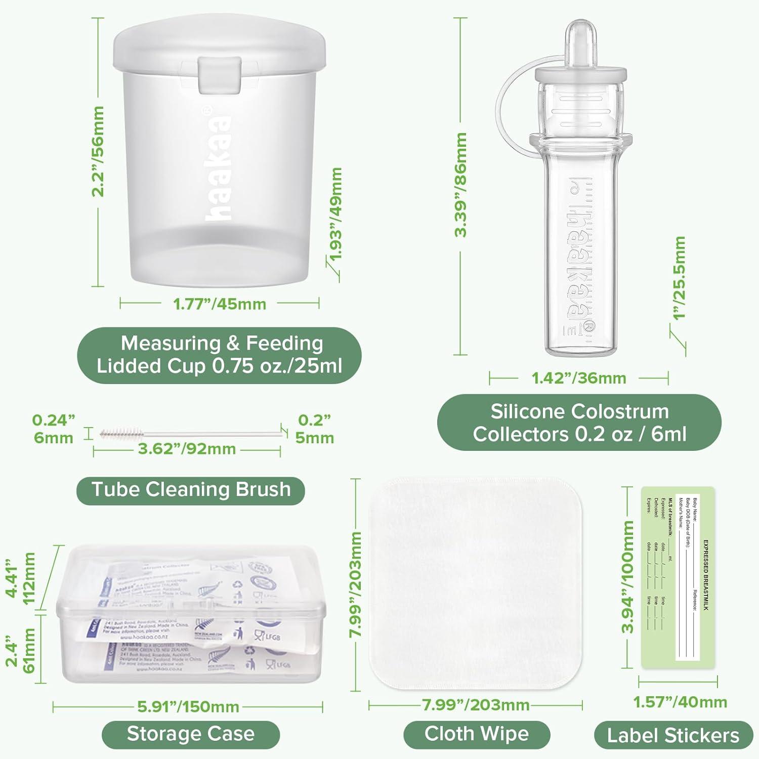 image:imagehaakaa Colostrum Collector Syringes for Breastmilk Collector for Breastfeeding Moms to Collect Store and Feed Colostrum 01oz4ml 2pcs6 Count Pack of 16ml Feeding Cup