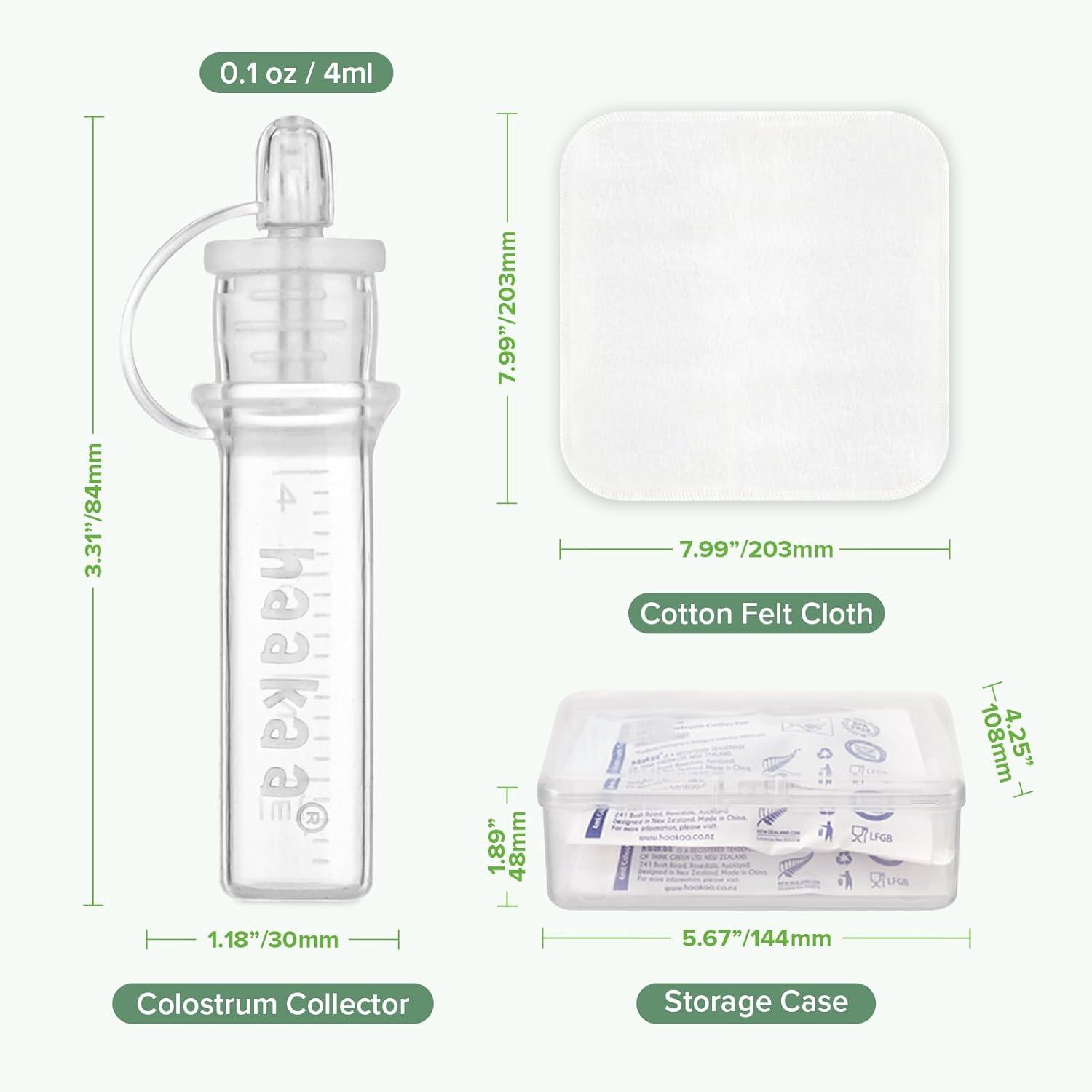 image:imagehaakaa Colostrum Collector with Storage Case Set Included 1 pc Reusable Cotton Wipe and Storage Box 01oz4ml 6 pcs6 Count Pack of 1