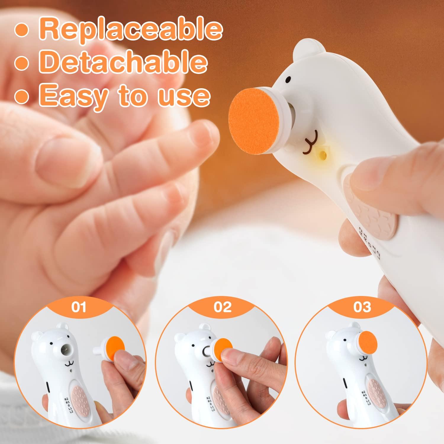 image:imagehaakaa Electric Nail Trimmer Replacement Pads Baby Nail Trimmer Heads for Standard Baby Nail File Suitable for 12Months OrangeOrange