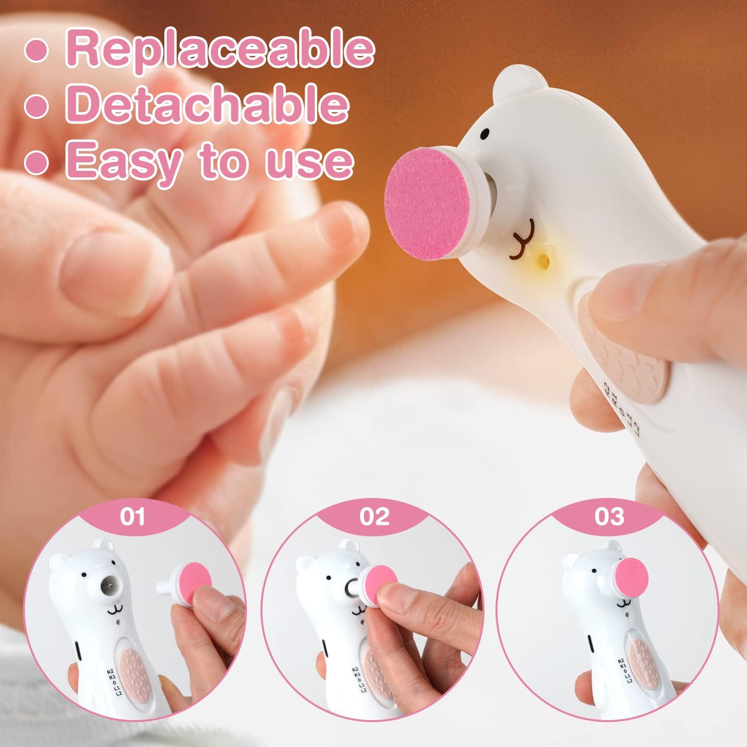 image:imagehaakaa Electric Nail Trimmer Replacement Pads Baby Nail Trimmer Heads for Standard Baby Nail File Suitable for 12Months OrangePink