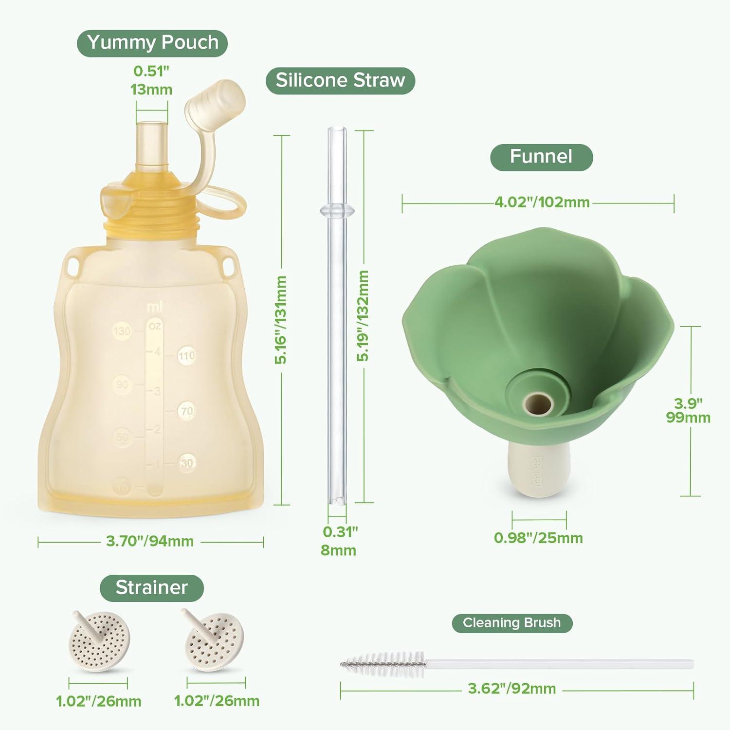 image:imagehaakaa Fill amp Go Yummy Pouch Flower Funnel Combo Pea Green Pouch 2pcs Spring Green FunnelBanana