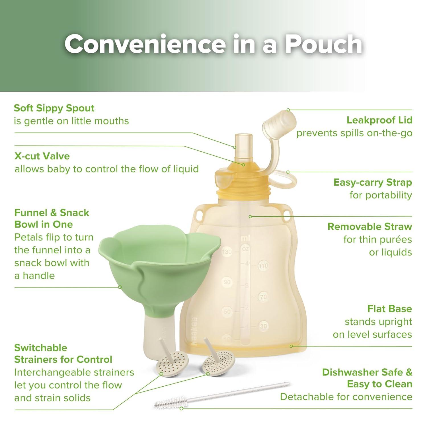 image:imagehaakaa Fill amp Go Yummy Pouch Flower Funnel Combo Pea Green Pouch 2pcs Spring Green FunnelBanana