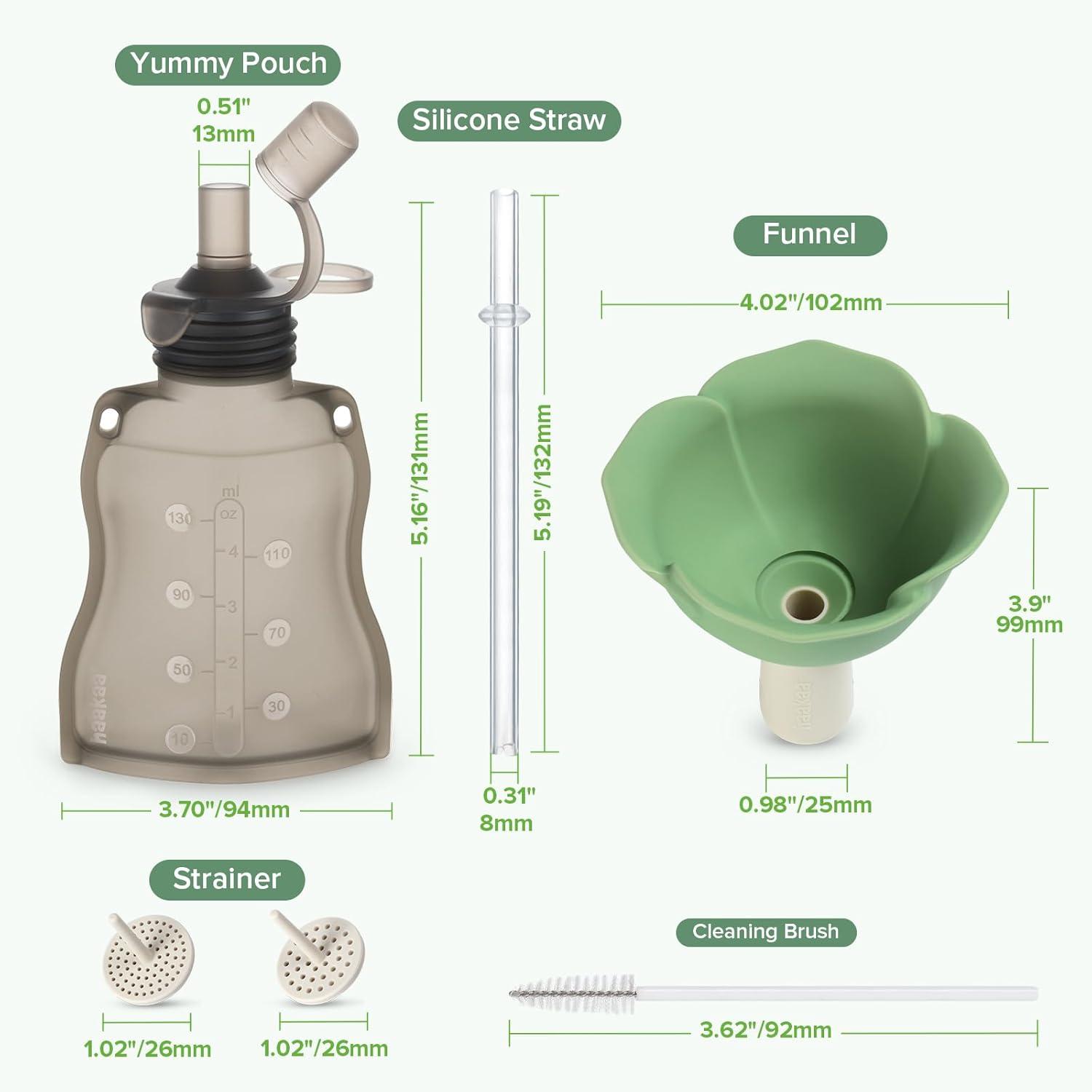 image:imagehaakaa Fill amp Go Yummy Pouch Flower Funnel Combo Pea Green Pouch 2pcs Spring Green FunnelGrey