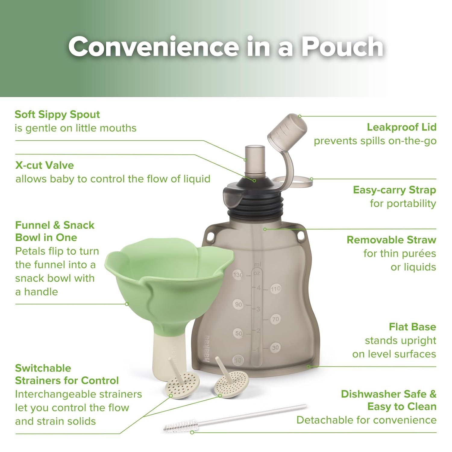 image:imagehaakaa Fill amp Go Yummy Pouch Flower Funnel Combo Pea Green Pouch 2pcs Spring Green FunnelGrey