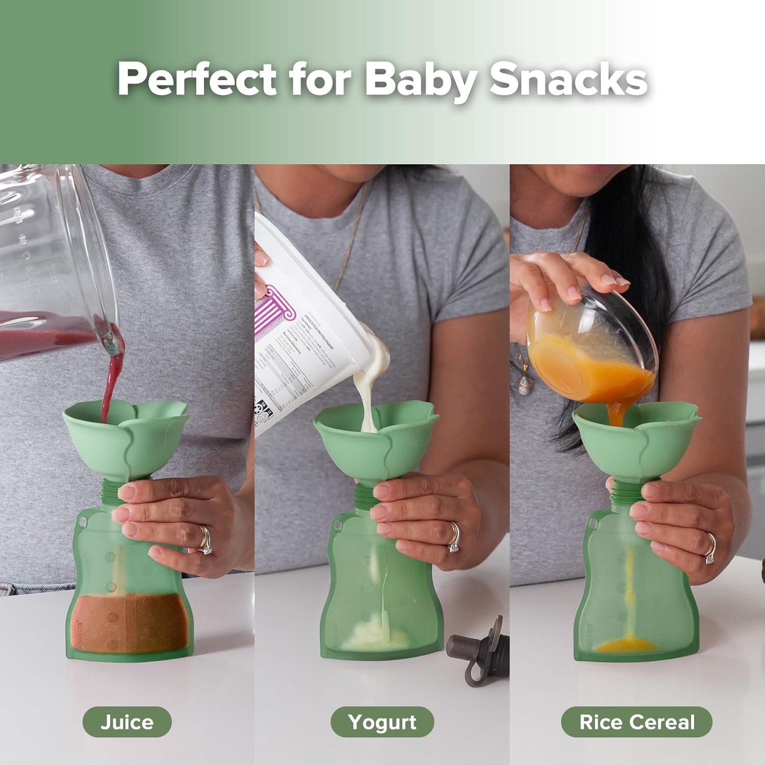 image:imagehaakaa Fill amp Go Yummy Pouch Flower Funnel Combo Pea Green Pouch 2pcs Spring Green FunnelPea Green