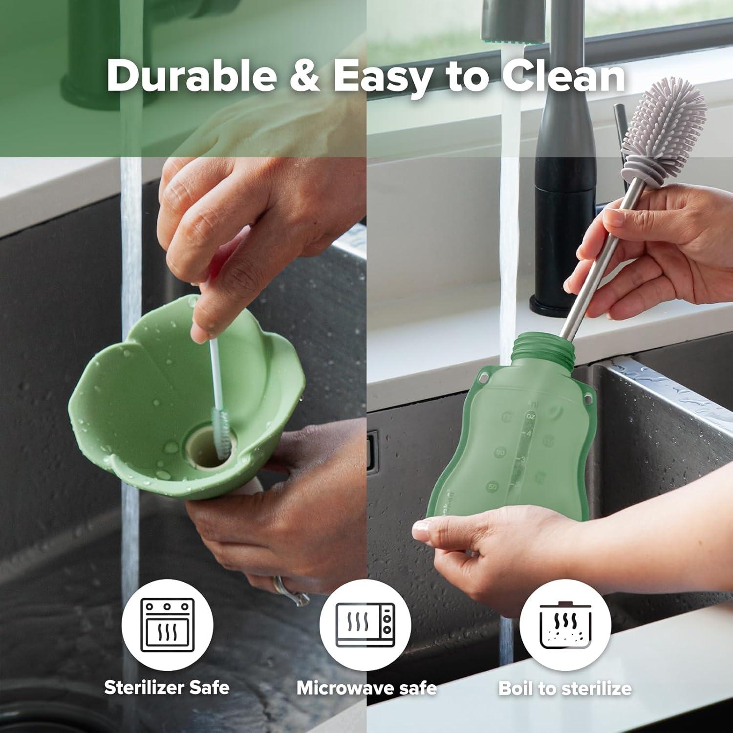 image:imagehaakaa Fill amp Go Yummy Pouch Flower Funnel Combo Pea Green Pouch 2pcs Spring Green FunnelPea Green