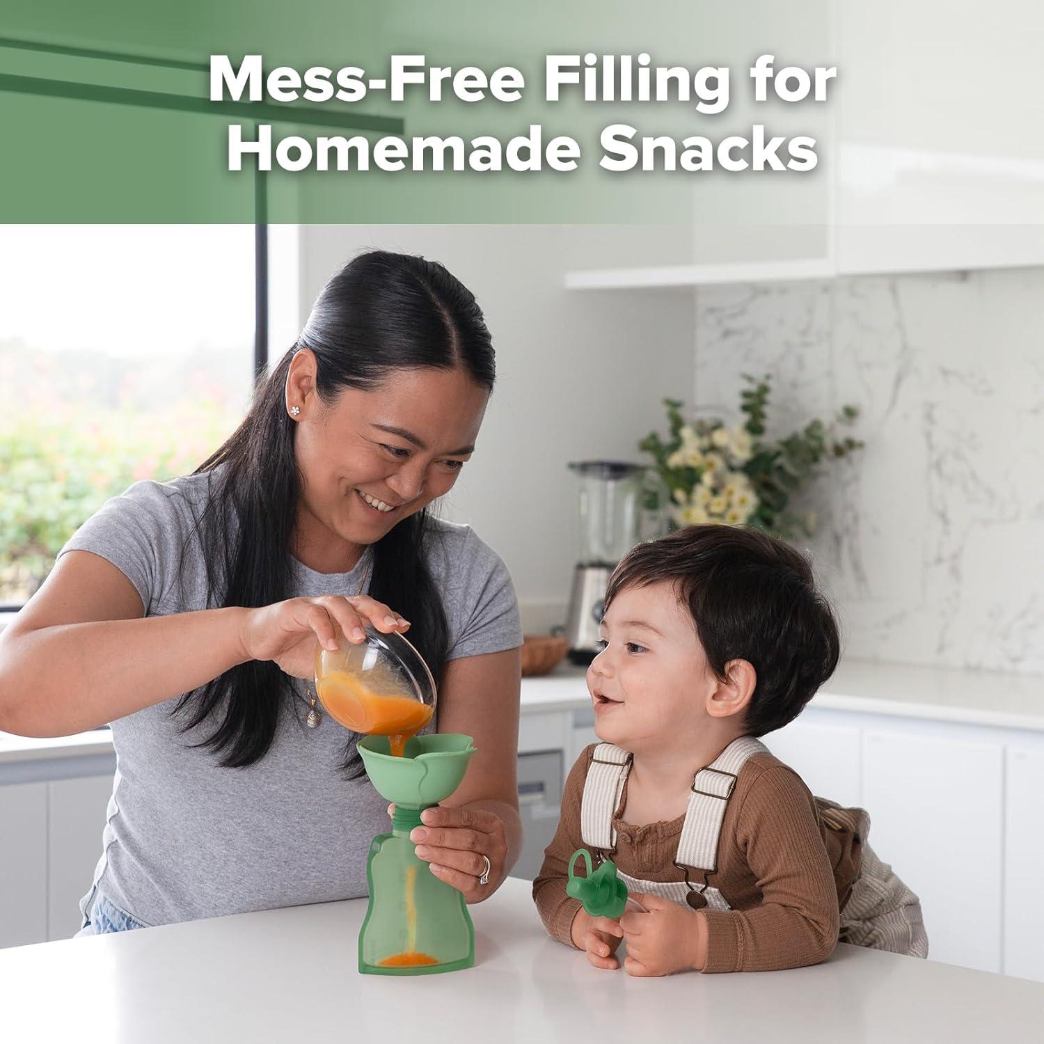 image:imagehaakaa Fill amp Go Yummy Pouch Flower Funnel Combo Pea Green Pouch 2pcs Spring Green FunnelPea Green