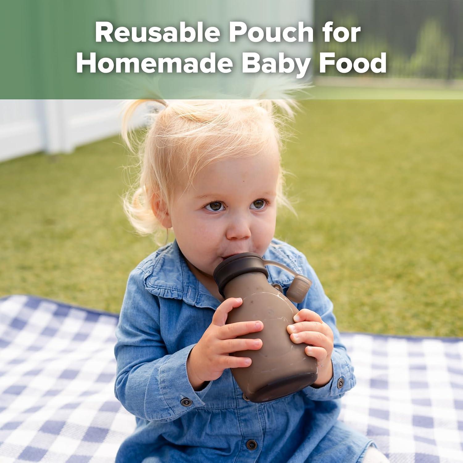image:imagehaakaa Hippo Wide Opening Silicone Goody Pouch 9oz260ml Reusable Pouches for Toddlers Baby Food Pouches with Wide Opening for Easy Fill amp Clean Perfect for Purees amp Smoothies 2 PackGrey