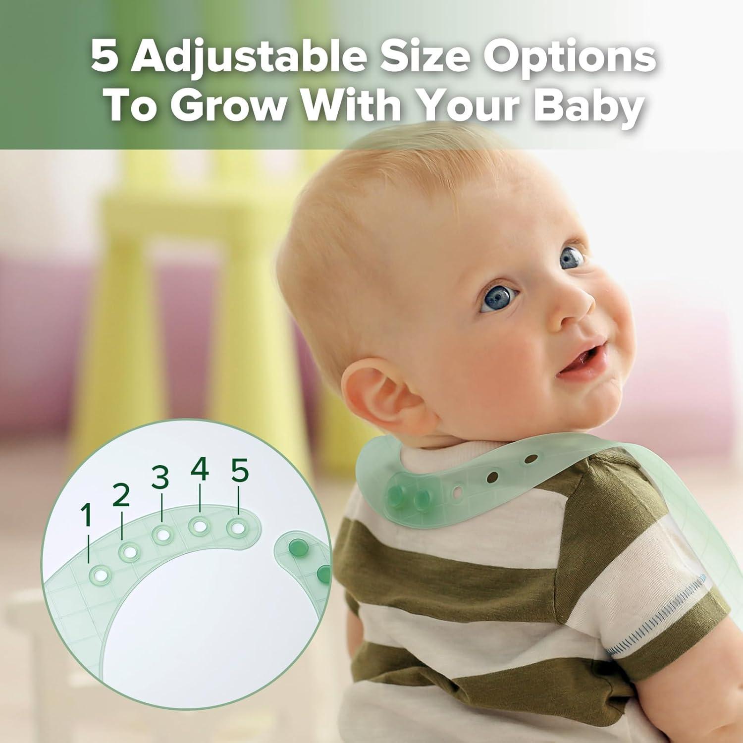 image:imagehaakaa Lightweight Silicone Pocket Bib UltraLight amp Foldable Travel Silicone Baby Bibs with Deep Food Catcher Pocket Adjustable Waterproof Design Baby Feeding Essentials