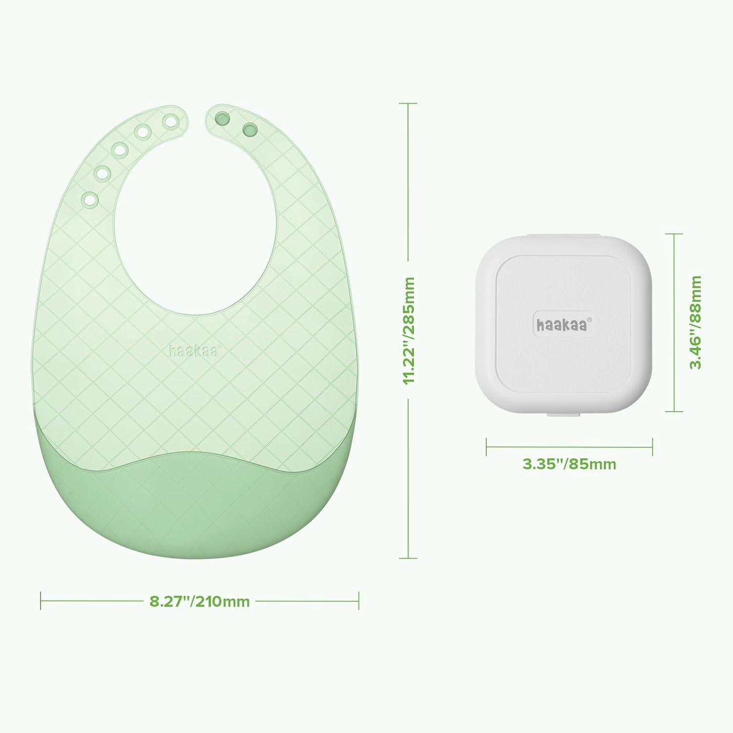 image:imagehaakaa Lightweight Silicone Pocket Bib UltraLight amp Foldable Travel Silicone Baby Bibs with Deep Food Catcher Pocket Adjustable Waterproof Design Baby Feeding Essentials
