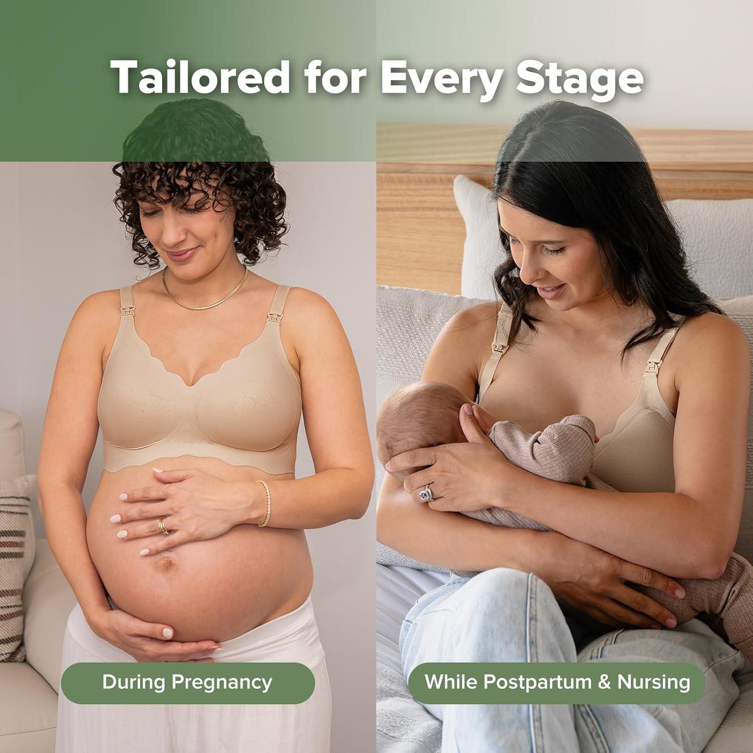 image:imagehaakaa Nursing Bras for Breastfeeding UltraComfort Seamless Maternity Bra with JellyStrip SupportBeige