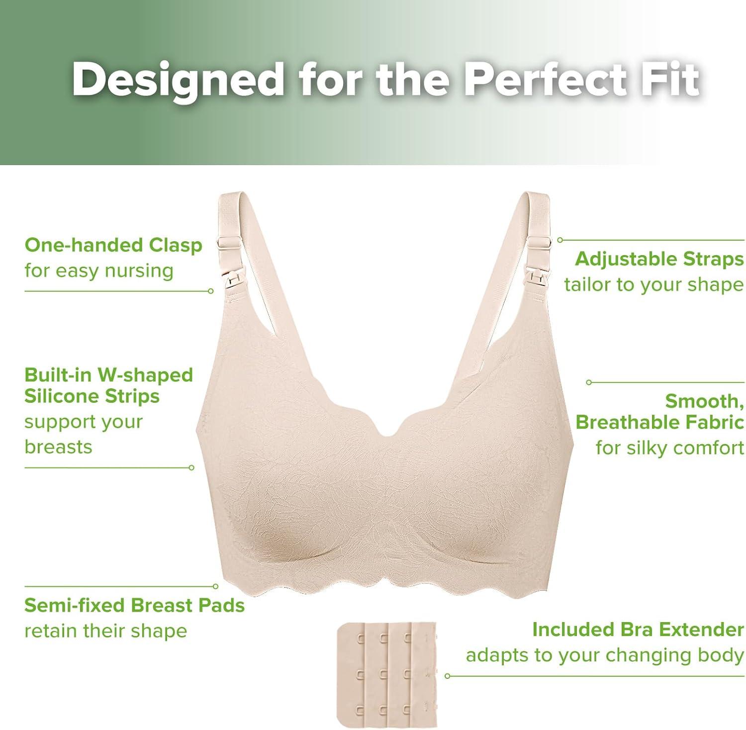 image:imagehaakaa Nursing Bras for Breastfeeding UltraComfort Seamless Maternity Bra with JellyStrip SupportBeige