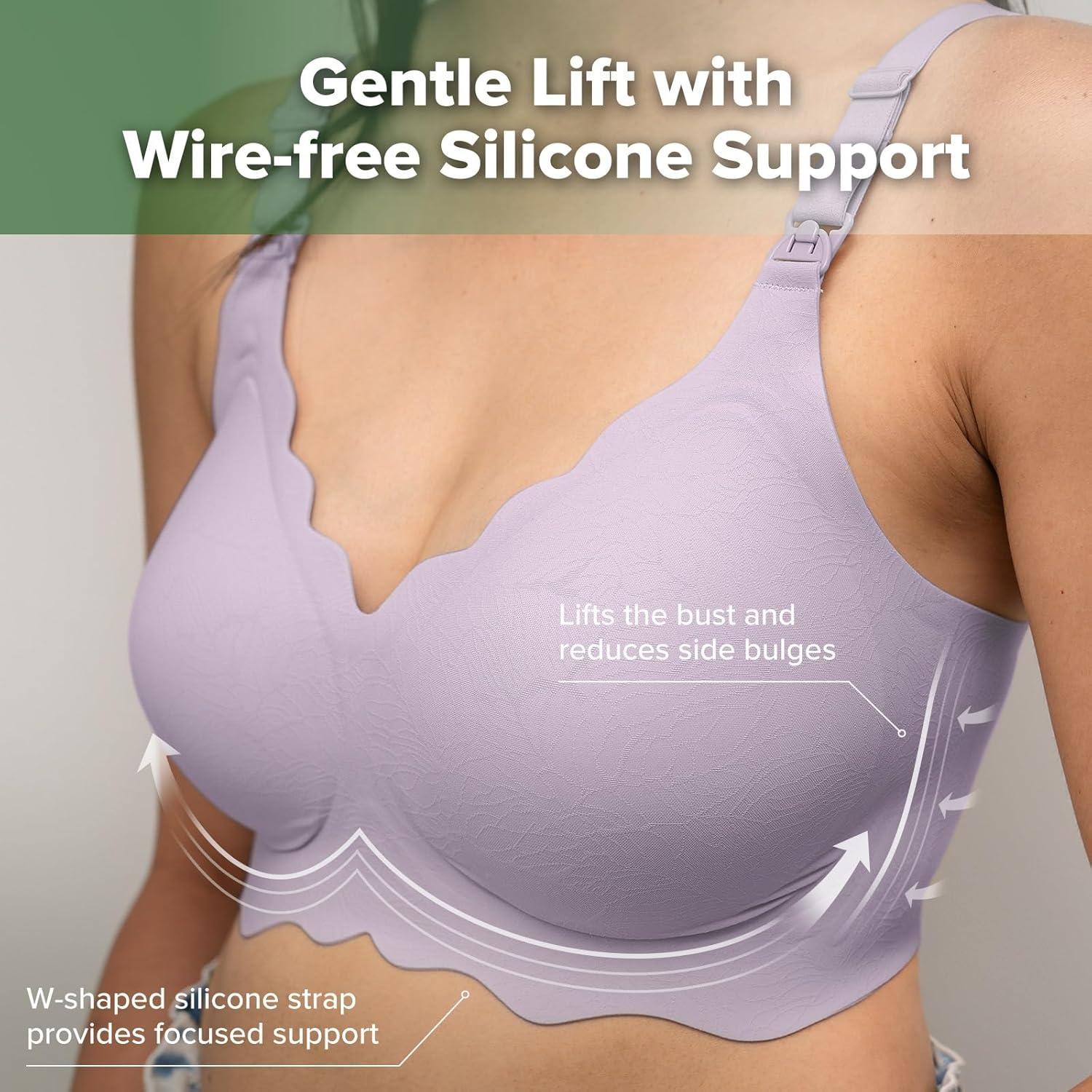 image:imagehaakaa Nursing Bras for Breastfeeding UltraComfort Seamless Maternity Bra with JellyStrip SupportLilac