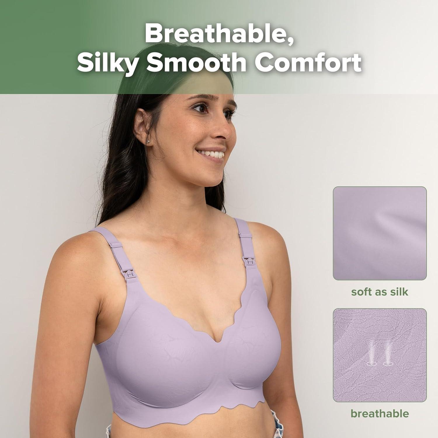 image:imagehaakaa Nursing Bras for Breastfeeding UltraComfort Seamless Maternity Bra with JellyStrip SupportLilac