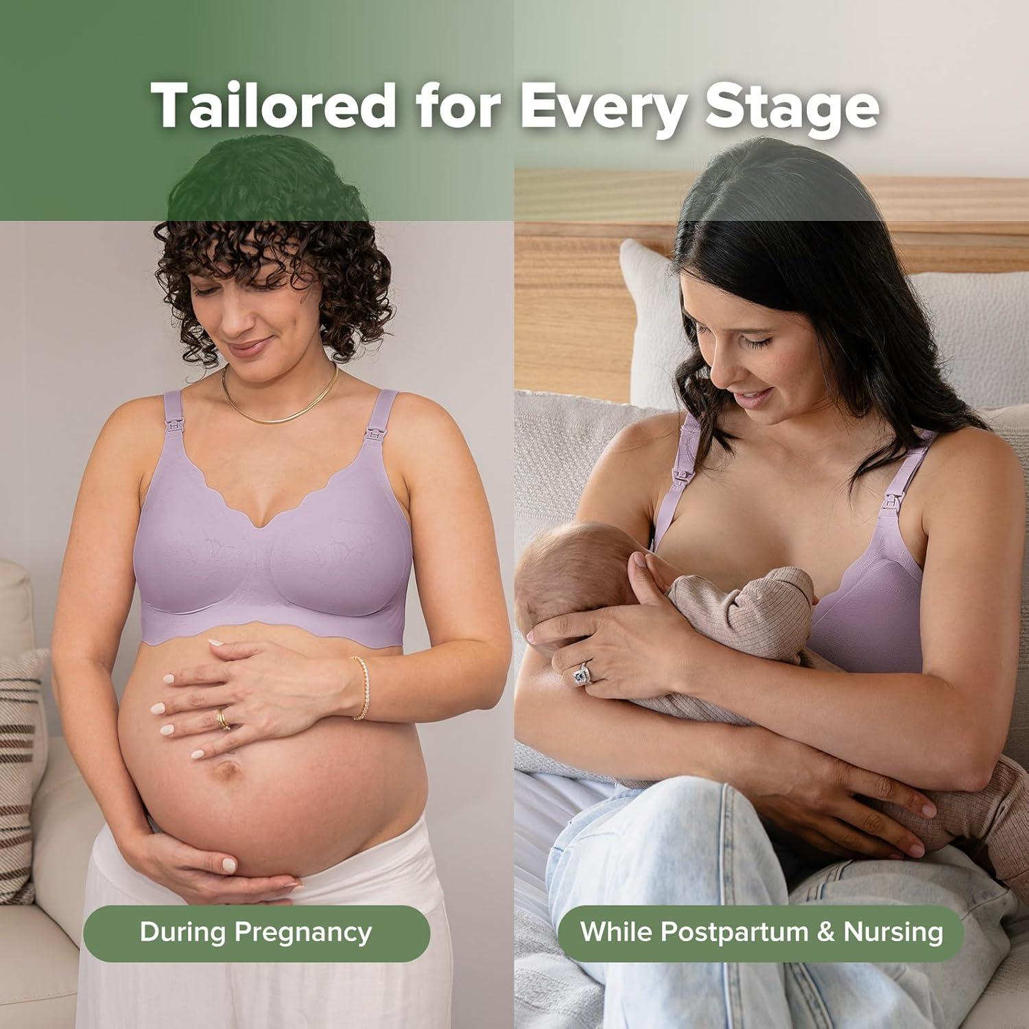 image:imagehaakaa Nursing Bras for Breastfeeding UltraComfort Seamless Maternity Bra with JellyStrip SupportLilac