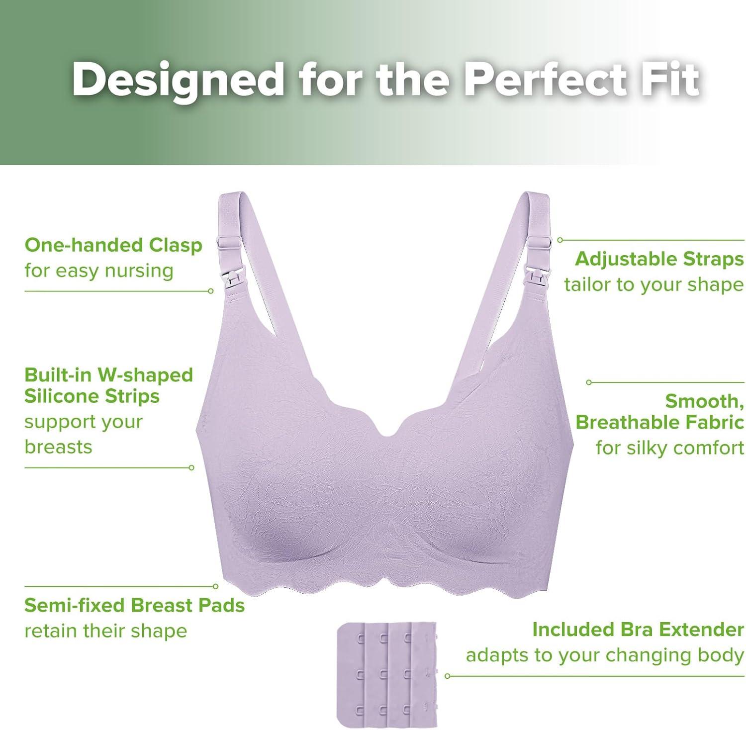 image:imagehaakaa Nursing Bras for Breastfeeding UltraComfort Seamless Maternity Bra with JellyStrip SupportLilac
