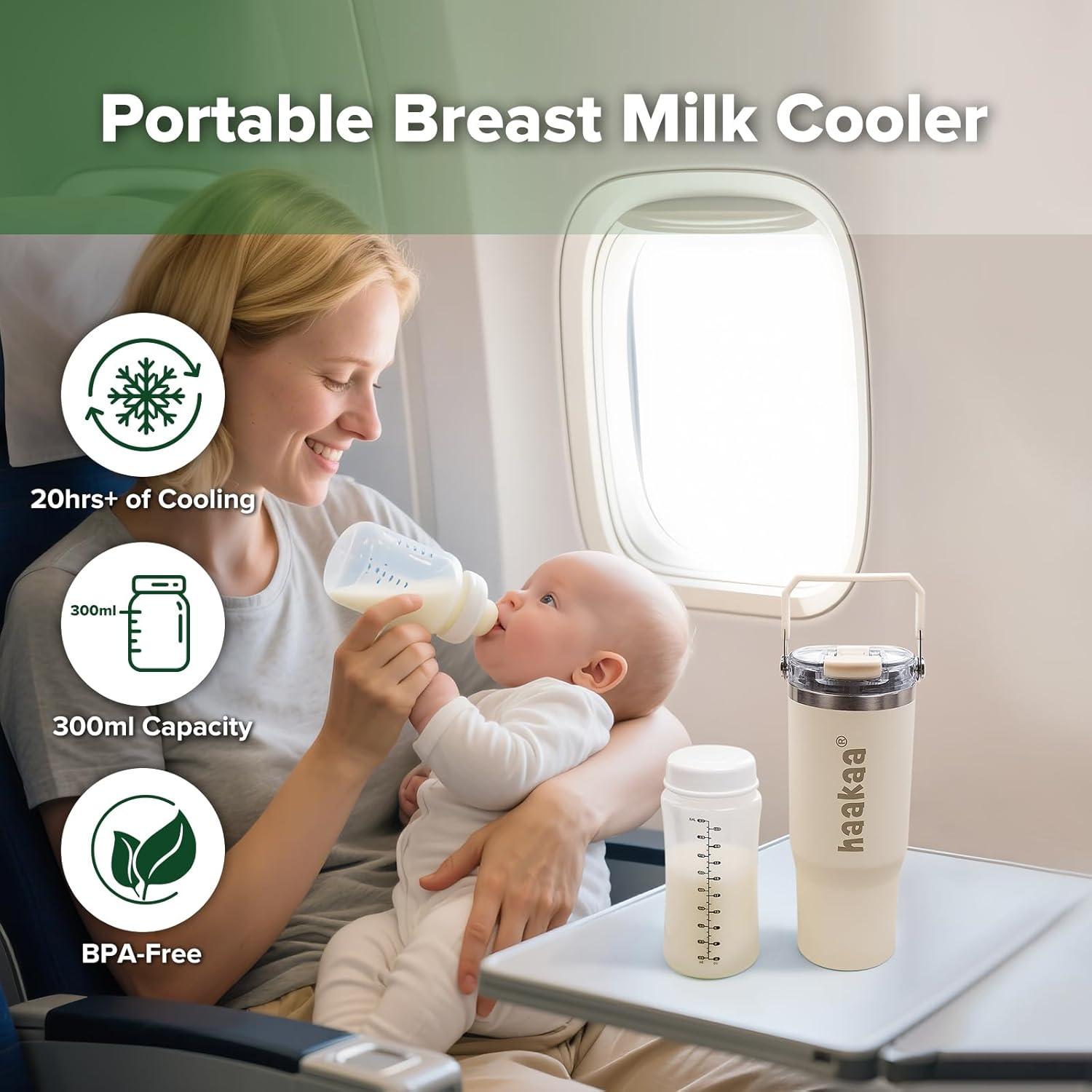 image:imagehaakaa Portable Breastmilk Cooler 30oz900ml Up to 20 Hours of OnThego Cooling Larger Capacity Breast Milk Chiller with a 300ml Inner Breastmilk Storage Bottle amp Leakproof Lid with Straw amp Sip