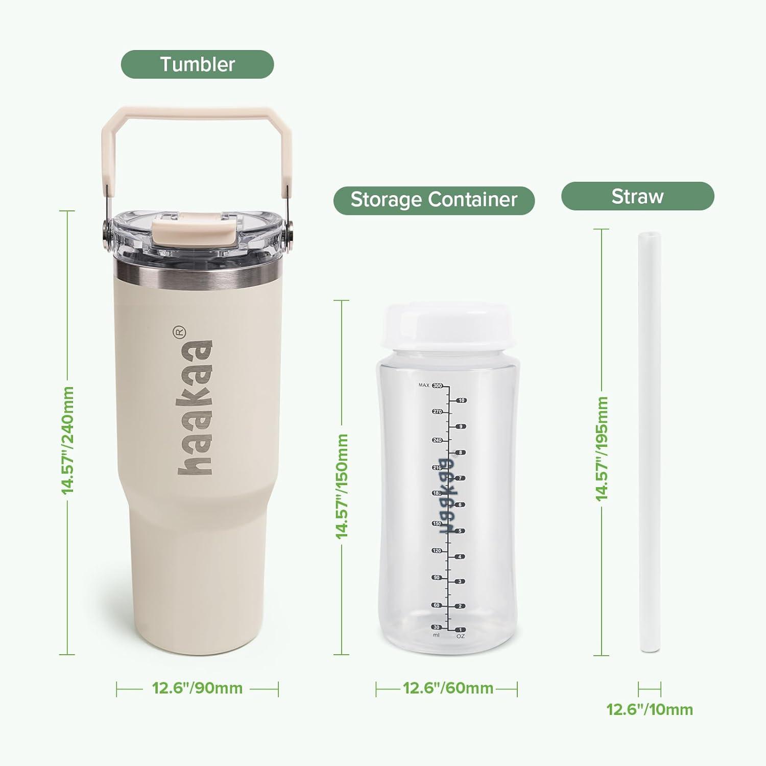image:imagehaakaa Portable Breastmilk Cooler 30oz900ml Up to 20 Hours of OnThego Cooling Larger Capacity Breast Milk Chiller with a 300ml Inner Breastmilk Storage Bottle amp Leakproof Lid with Straw amp Sip