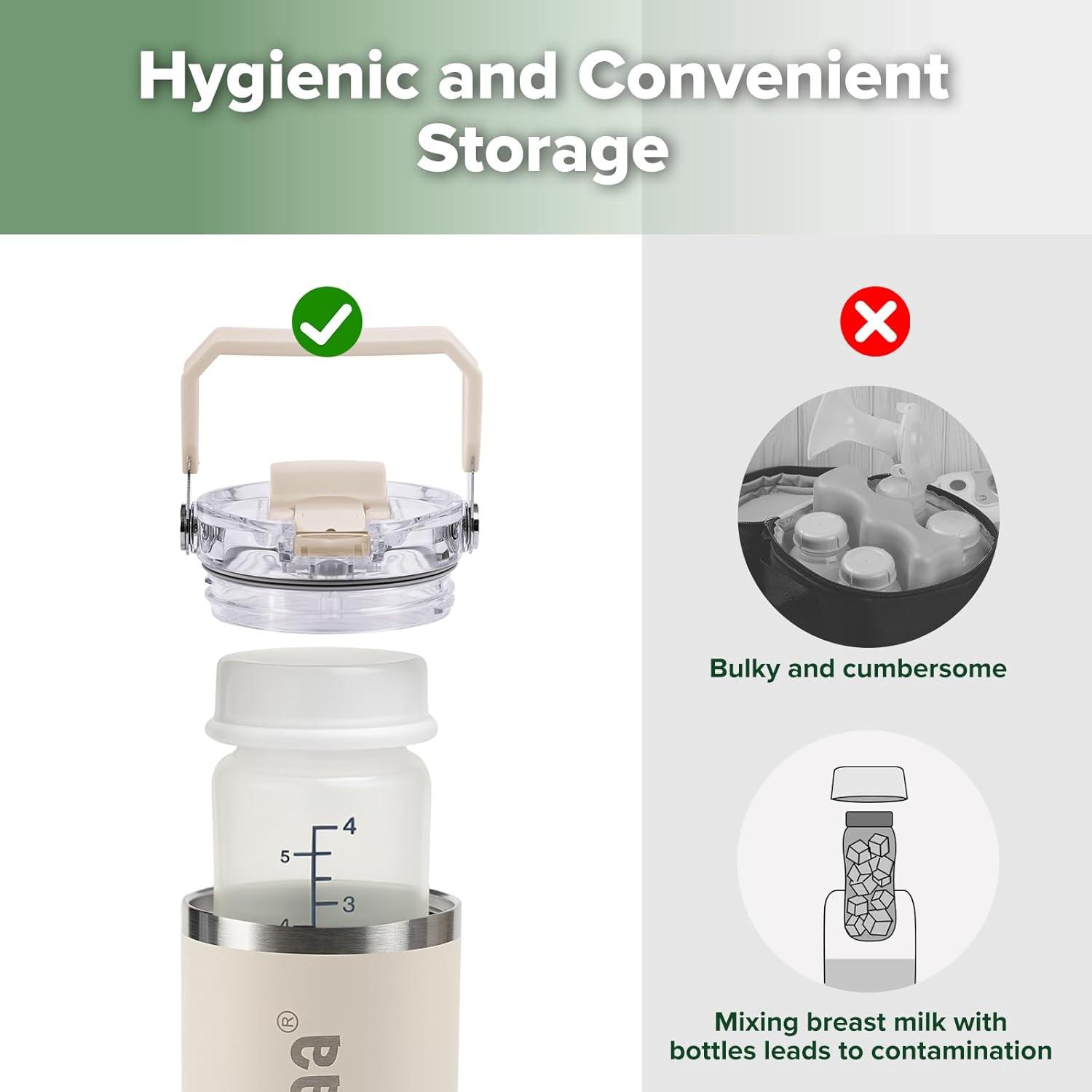 image:imagehaakaa Portable Breastmilk Cooler 30oz900ml Up to 20 Hours of OnThego Cooling Larger Capacity Breast Milk Chiller with a 300ml Inner Breastmilk Storage Bottle amp Leakproof Lid with Straw amp Sip