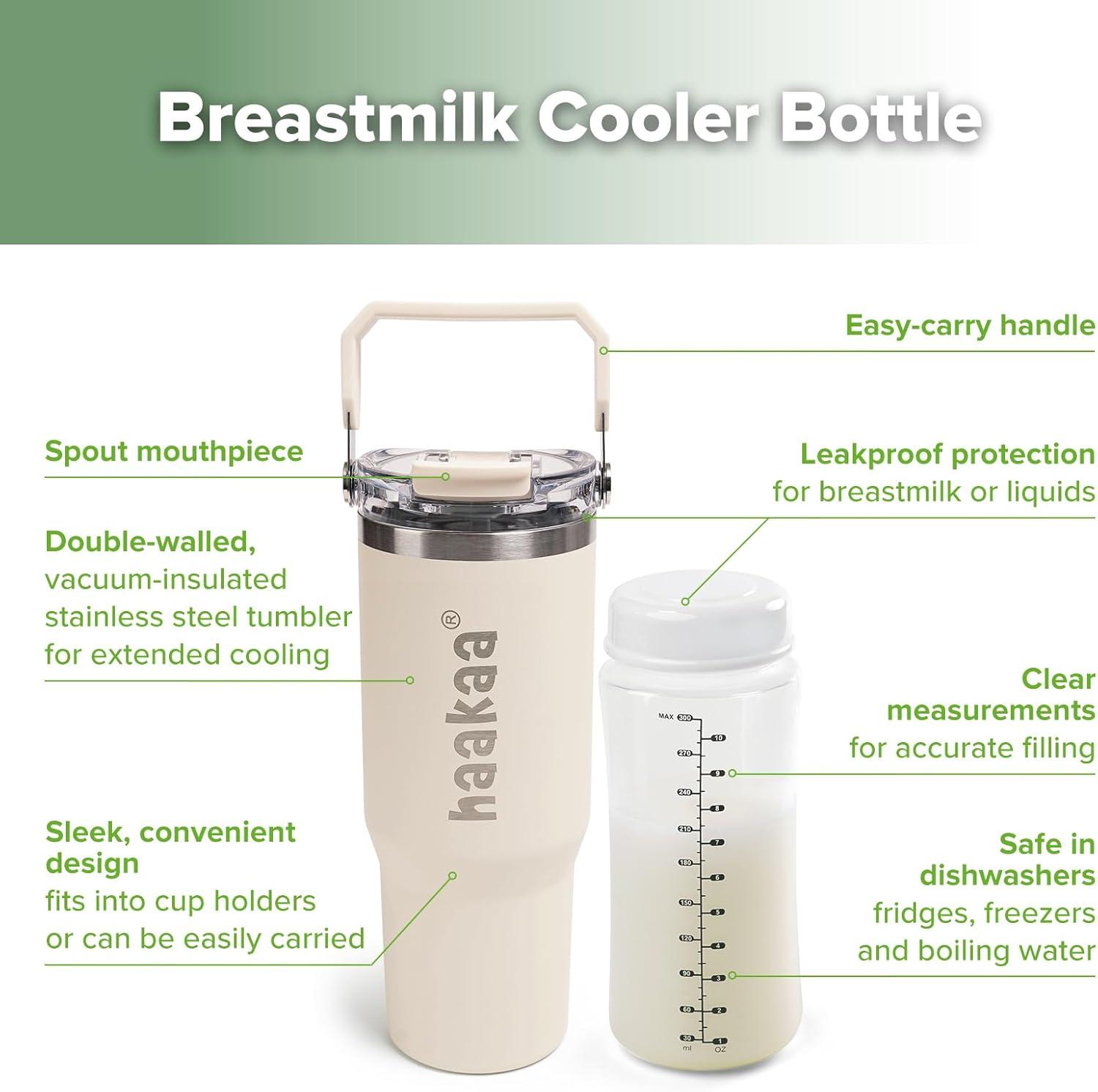 image:imagehaakaa Portable Breastmilk Cooler 30oz900ml Up to 20 Hours of OnThego Cooling Larger Capacity Breast Milk Chiller with a 300ml Inner Breastmilk Storage Bottle amp Leakproof Lid with Straw amp Sip