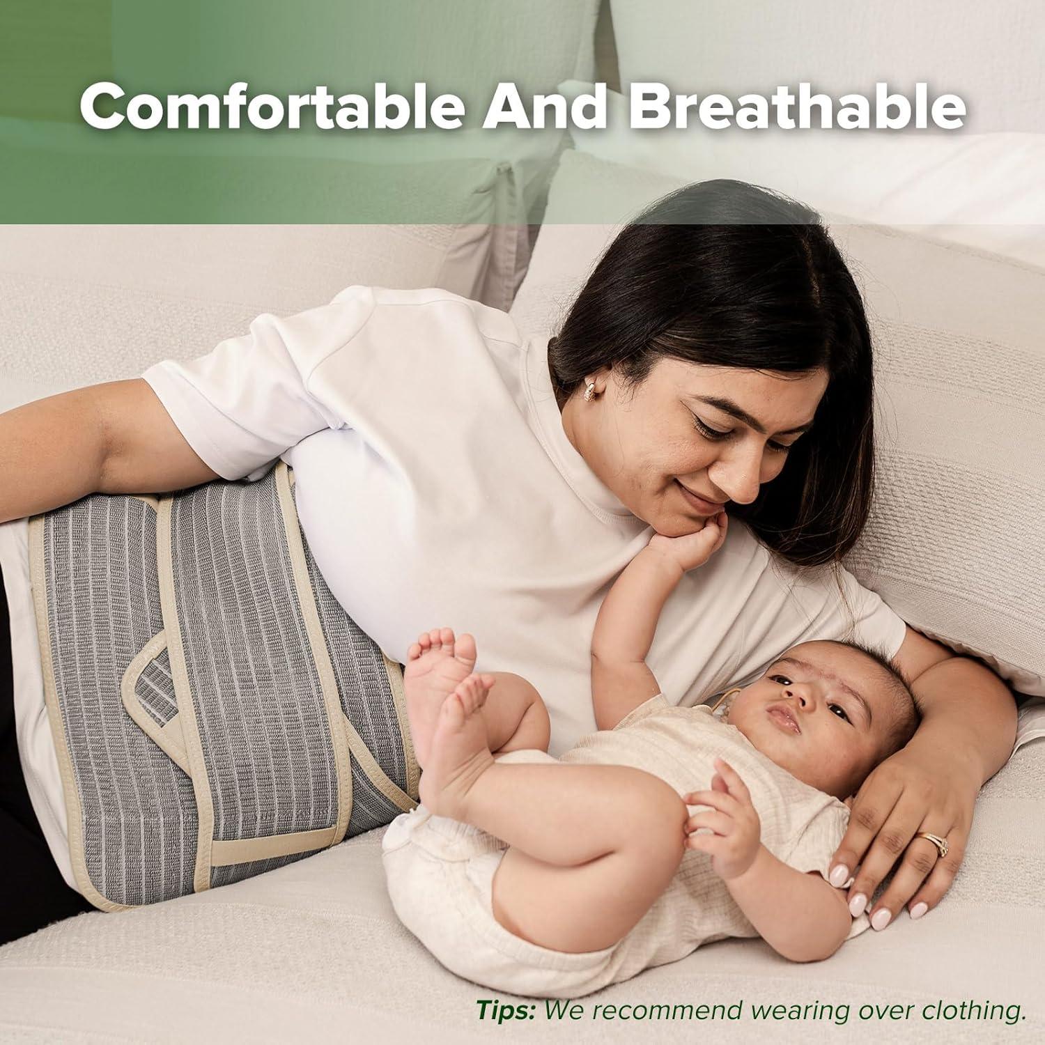 image:imagehaakaa Postpartum Belly Band Support Back amp Abdomen Help Natural Delivery amp C Section RecoveryNatural LatexOne SizeAlmond