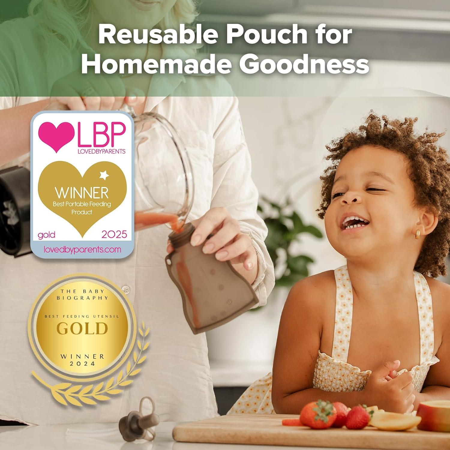 image:imagehaakaa Reusable Baby Food Pouches Refillable Baby Squeeze Silicone Yummy Pouch Soft Reusable Squeeze Storage Food Pouch for Kids ToddlerHome Made Food PureeSmoothie Pouch Bag 4oz 4 Pack6mGrey