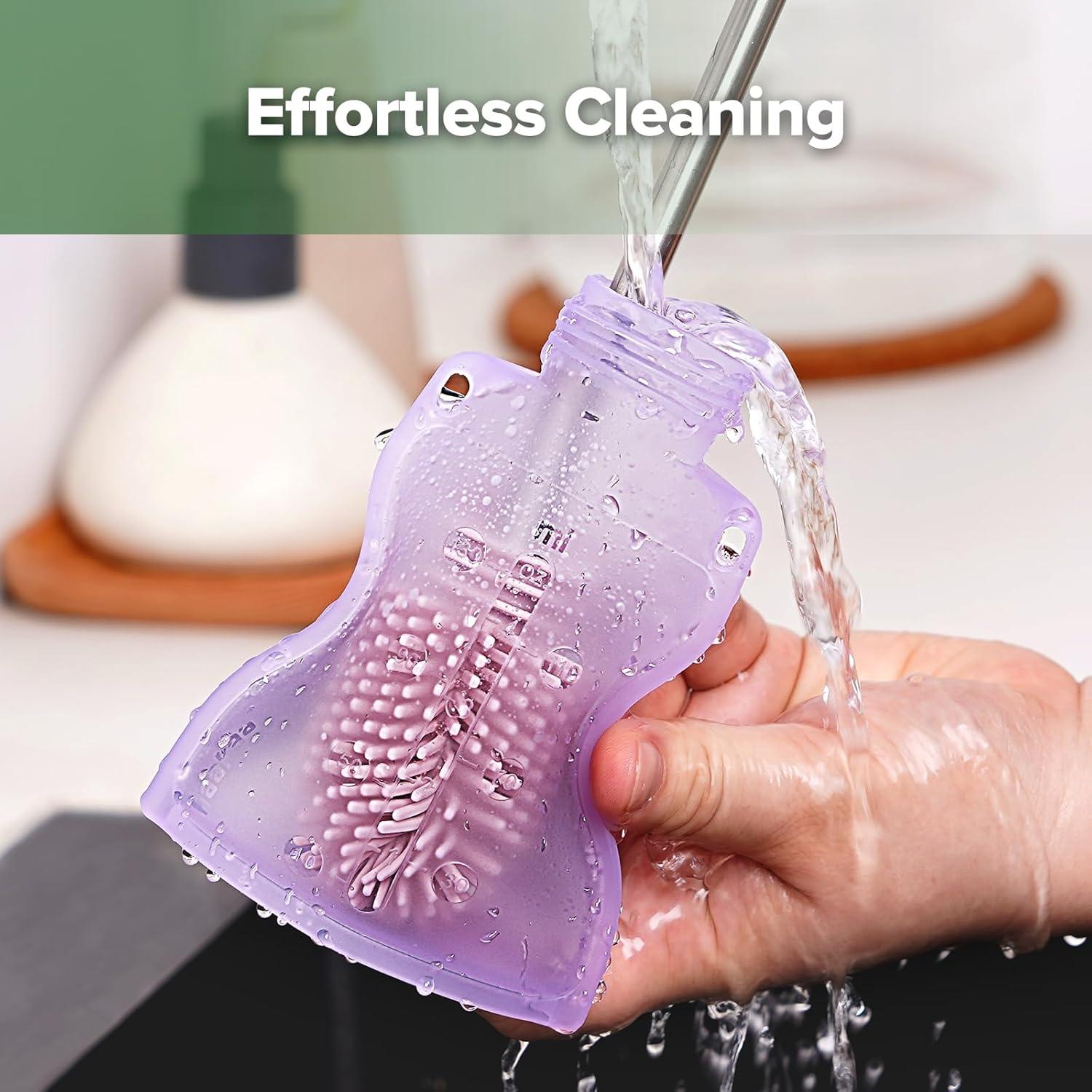 image:imagehaakaa Reusable Baby Food Pouches Refillable Baby Squeeze Silicone Yummy Pouch Soft Reusable Squeeze Storage Food Pouch for Kids ToddlerHome Made Food PureeSmoothie Pouch Bag 4oz 4 Pack6mLavender