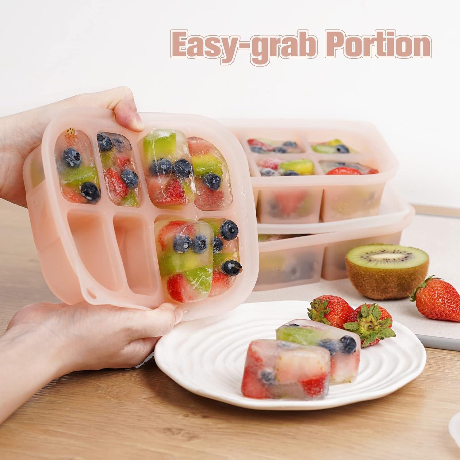 image:imagehaakaa Silicone Baby Food Freezer Tray with Lid by haakaa Perfect Storage Container for Homemade Baby Food Vegetable amp Fruit Purees and Breast Milk Pea GreenBlush