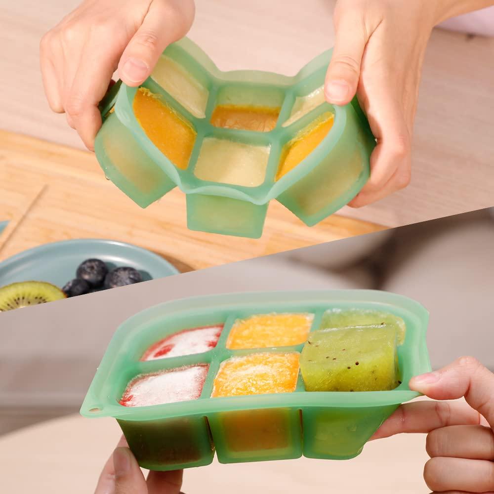 image:imagehaakaa Silicone Baby Food Freezer Tray with Lid by haakaa Perfect Storage Container for Homemade Baby Food Vegetable amp Fruit Purees and Breast Milk Pea GreenPea Green