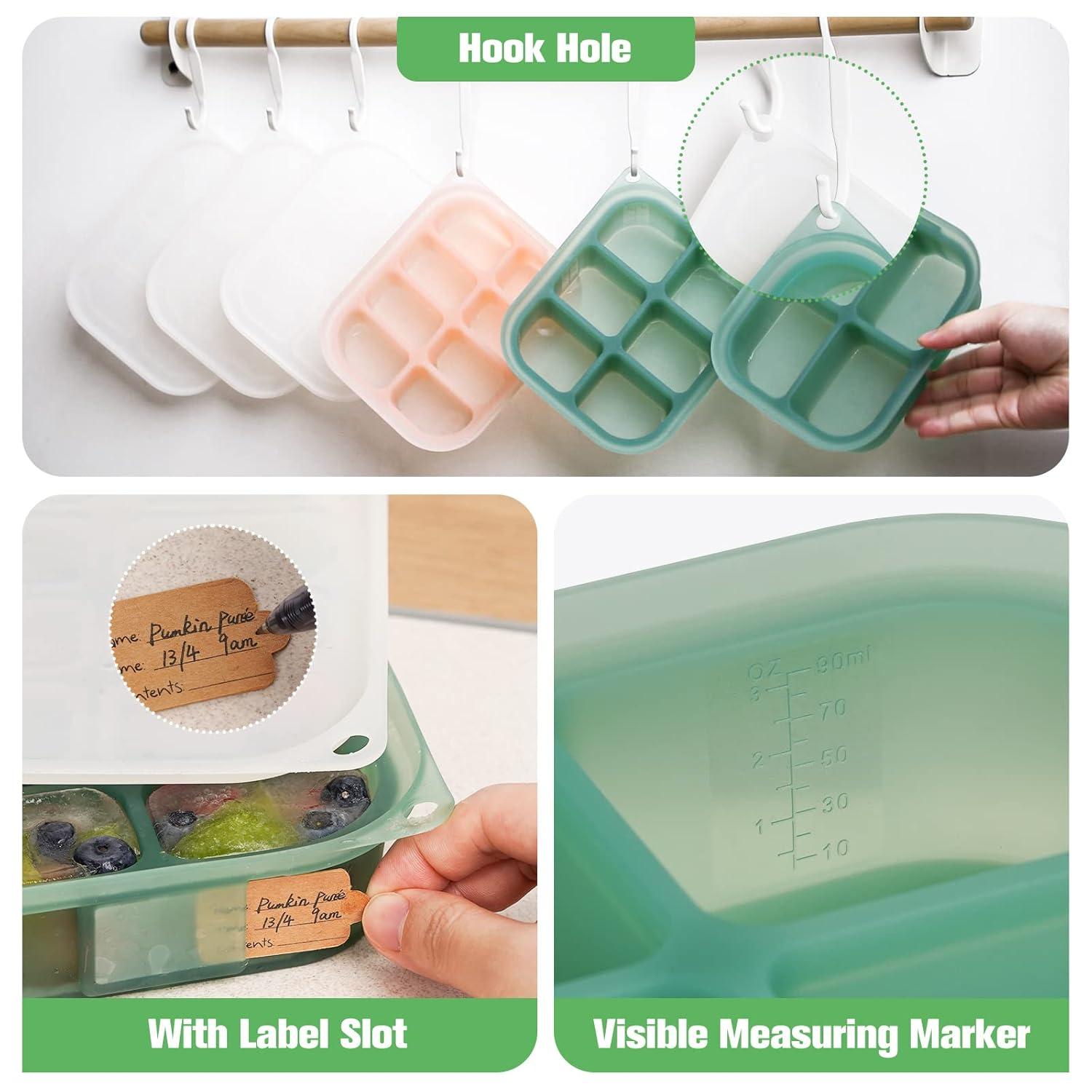 image:imagehaakaa Silicone Baby Food Freezer Tray with Lid by haakaa Perfect Storage Container for Homemade Baby Food Vegetable amp Fruit Purees and Breast Milk Pea GreenBlush