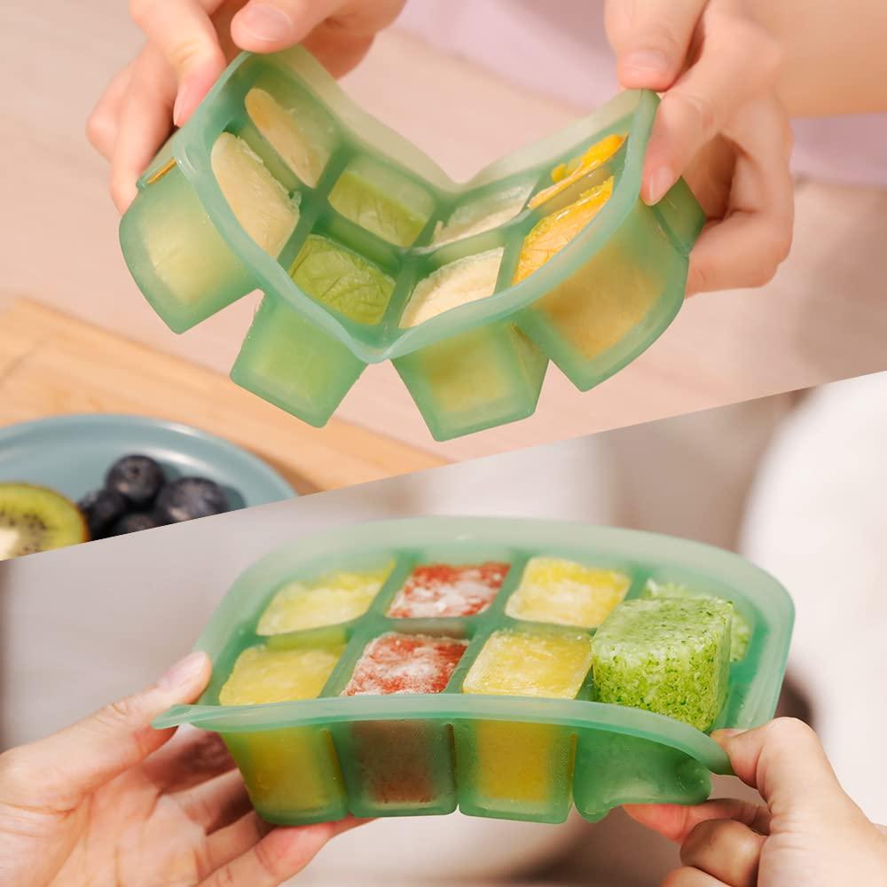 image:imagehaakaa Silicone Baby Food Freezer Tray with Lid by haakaa Perfect Storage Container for Homemade Baby Food Vegetable amp Fruit Purees and Breast Milk Pea GreenPea Green