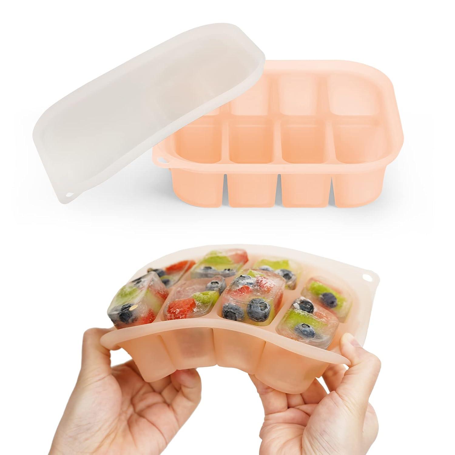 image:imagehaakaa Silicone Baby Food Freezer Tray with Lid by haakaa Perfect Storage Container for Homemade Baby Food Vegetable amp Fruit Purees and Breast Milk Pea GreenBlush