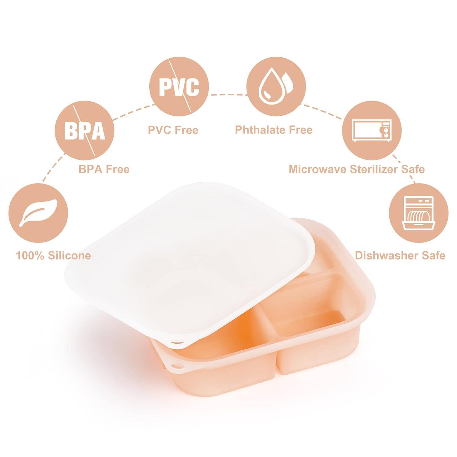 image:imagehaakaa Silicone Baby Food Freezer Tray with Lid by haakaa Perfect Storage Container for Homemade Baby Food Vegetable amp Fruit Purees and Breast Milk Pea GreenBlush