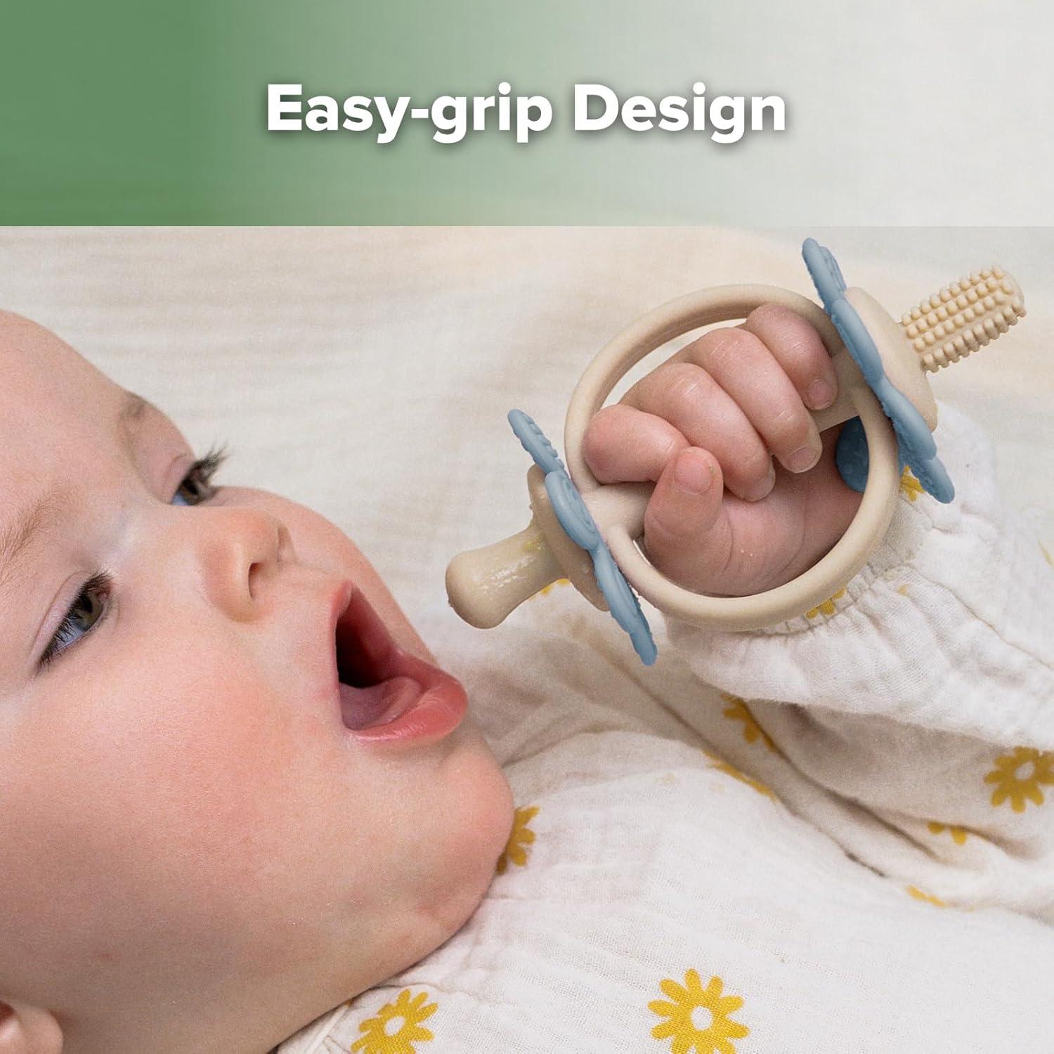 image:imagehaakaa Silicone Baby Teether ToysNippleShaped End for Gum Massage360 Baby Toothbrush Head for SelfBrushing TrainingEasy to Grip Sky Blue