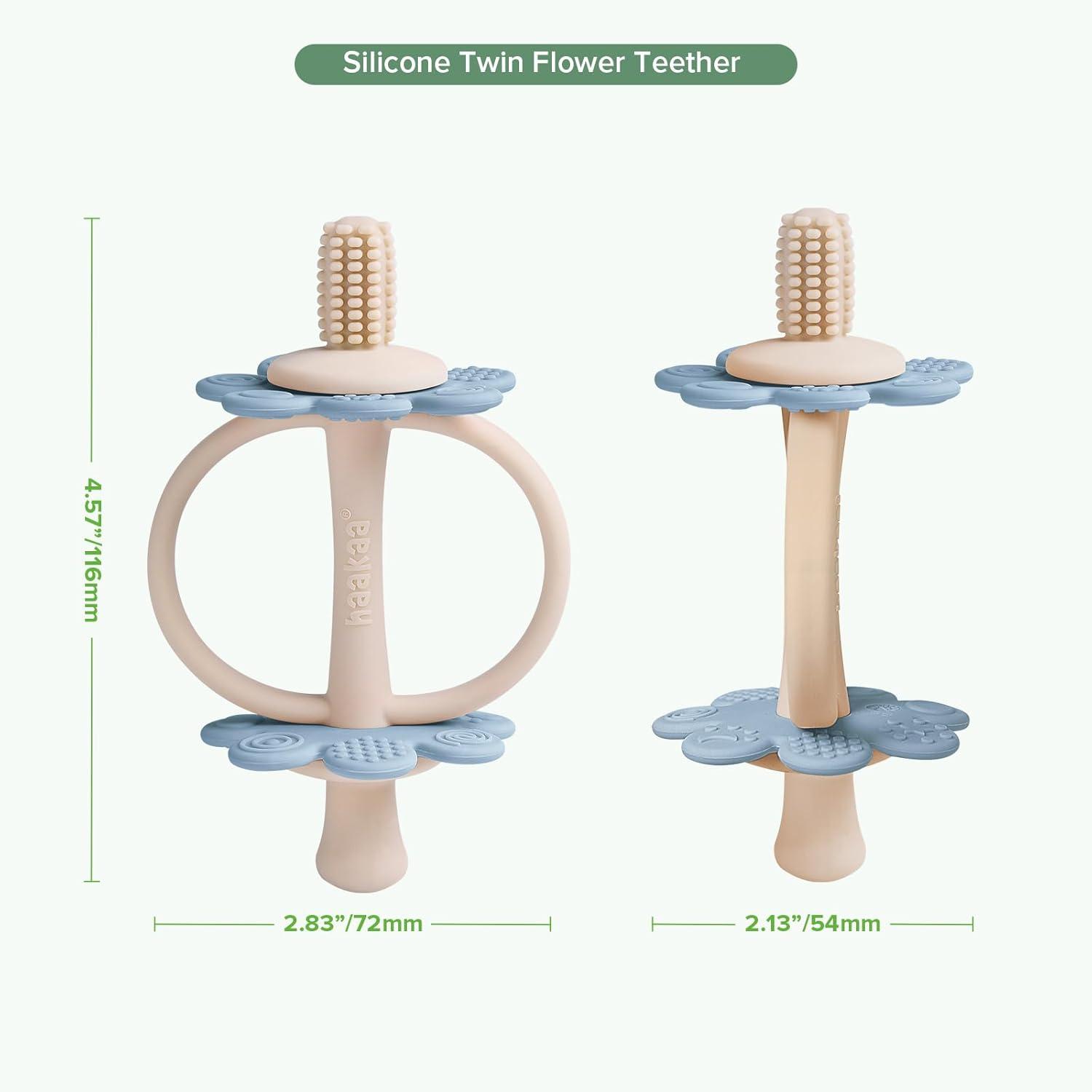 image:imagehaakaa Silicone Baby Teether ToysNippleShaped End for Gum Massage360 Baby Toothbrush Head for SelfBrushing TrainingEasy to Grip Sky Blue