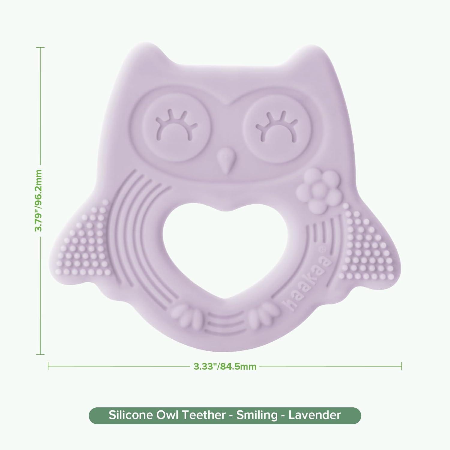image:imagehaakaa Silicone Owl TeetherFoodGrade Smiling Teething Toy for Infants Soft Chew Toys for Babies BPA Free Toy for 3 MonthsLavender