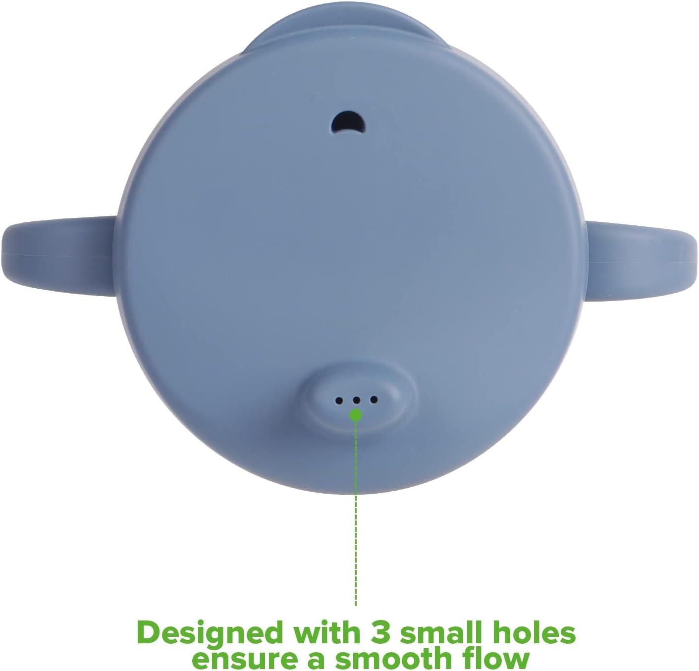image:imagehaakaa Silicone SipNSnack Cup Dropproof Toddlers Sippy Cup amp Snack Container 2in1 BPA Free Food Grade Silicone Cup for Baby 6 Months 9 Ounce GreyBluestone