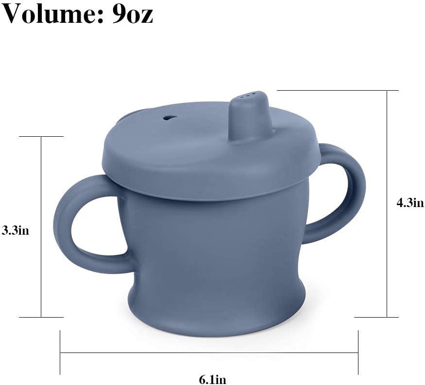 image:imagehaakaa Silicone SipNSnack Cup Dropproof Toddlers Sippy Cup amp Snack Container 2in1 BPA Free Food Grade Silicone Cup for Baby 6 Months 9 Ounce GreyBluestone