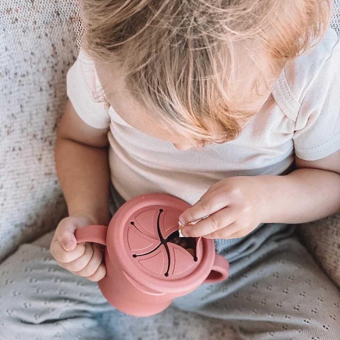 image:imagehaakaa Silicone SipNSnack Cup Dropproof Toddlers Sippy Cup amp Snack Container 2in1 BPA Free Food Grade Silicone Cup for Baby 6 Months 9 Ounce GreySuva Grey