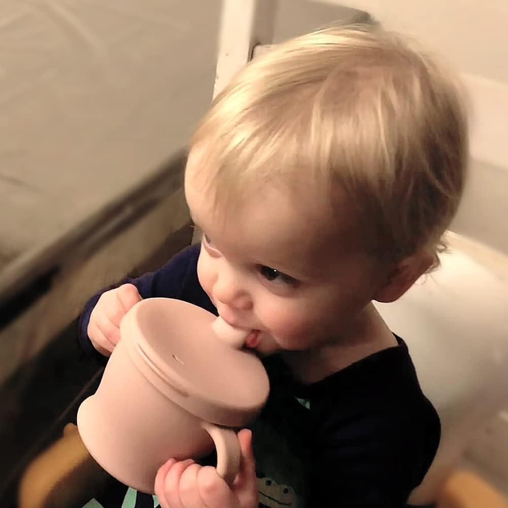 image:imagehaakaa Silicone SipNSnack Cup Dropproof Toddlers Sippy Cup amp Snack Container 2in1 BPA Free Food Grade Silicone Cup for Baby 6 Months 9 Ounce GreySuva Grey