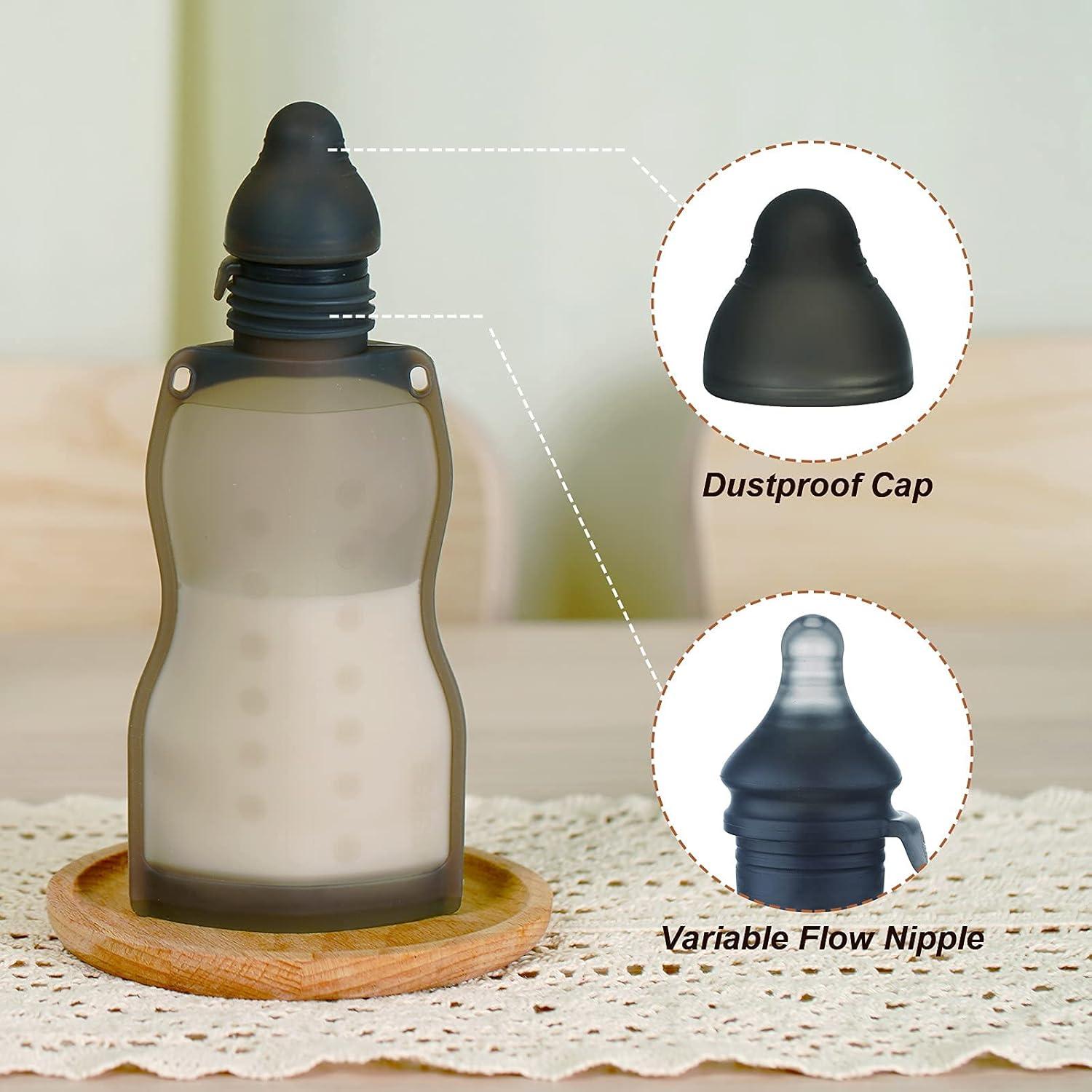 image:imagehaakaa Squeeze amp Feed Attachment Set Variable Flow Baby Bottle Nipple Compatible with Silicone Breastmilk Storage BagYummy PouchSqueezable onThego Feeding Pouch 1pk
