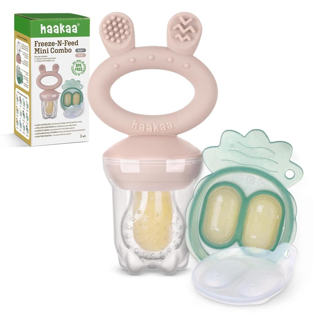 image:imageHaakaa Baby Fruit Food Feeder amp Mini Freezer Nibble Tray Combo Breastmilk Popsicle Molds for Baby Cooling Relief BPA Free Silicone Feeder for Safe Infant Self Feeding 4 Month BlushBlush