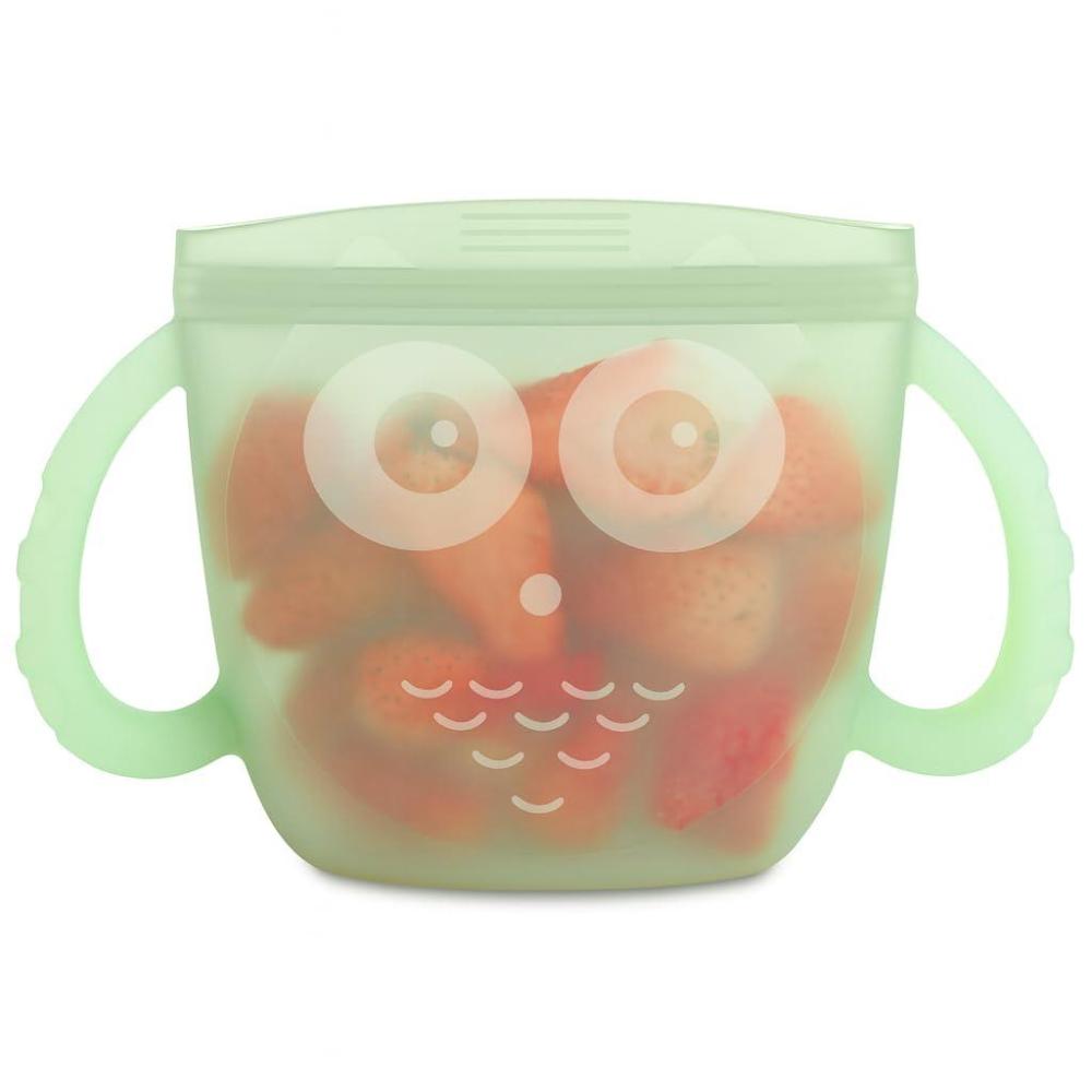 image:imageHaakaa Oscar Owl Baby Snack ContainerSilicone Travel Snack Pouch for ToddlersSpill Proof Toddler Snack Cup Reusable Snack Bags for Infant OnTheGoBPA Free Pea GreenPea Green