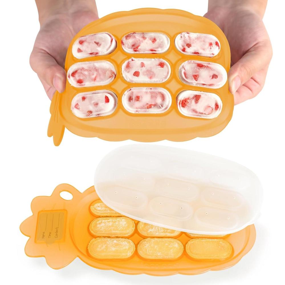 image:imageHaakaa Silicone Nibble Freezer Tray Breastmilk Popsicle Mold  Baby Fruit Food Feeder Tray  Baby Food Maker  Ice Cube Tray  4 Months Babies  BPA Free ApricotApricot