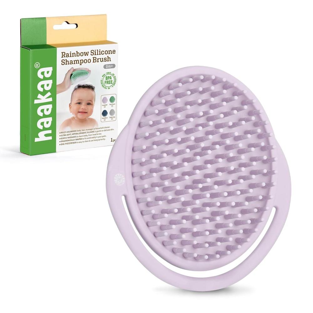 image:imagehaakaa Baby Cradle Cap Brush Soft Cradle Cap Comb Hair Scalp Massager Soft Bristles for Newborns amp ToddlersIdeal Baby Shower Gifts for Mum 1pkLavender